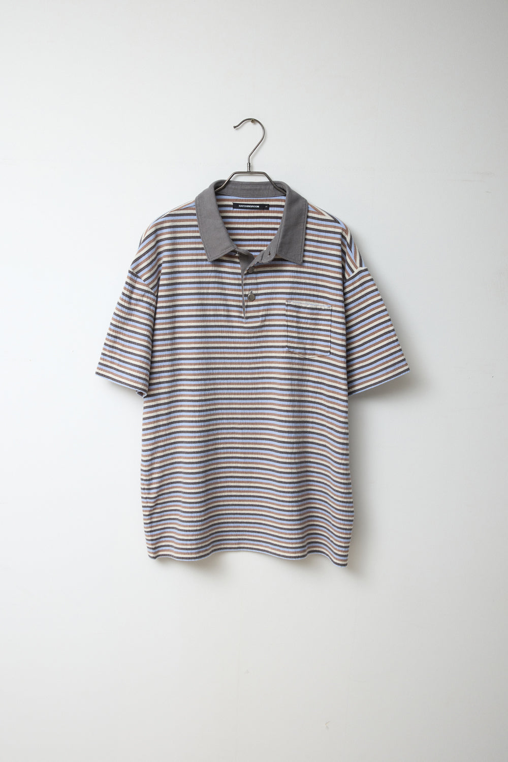 Hatchingroom - Stripe Polo Tee (Grey) product image 1 | TRAB K-Fashion Australia