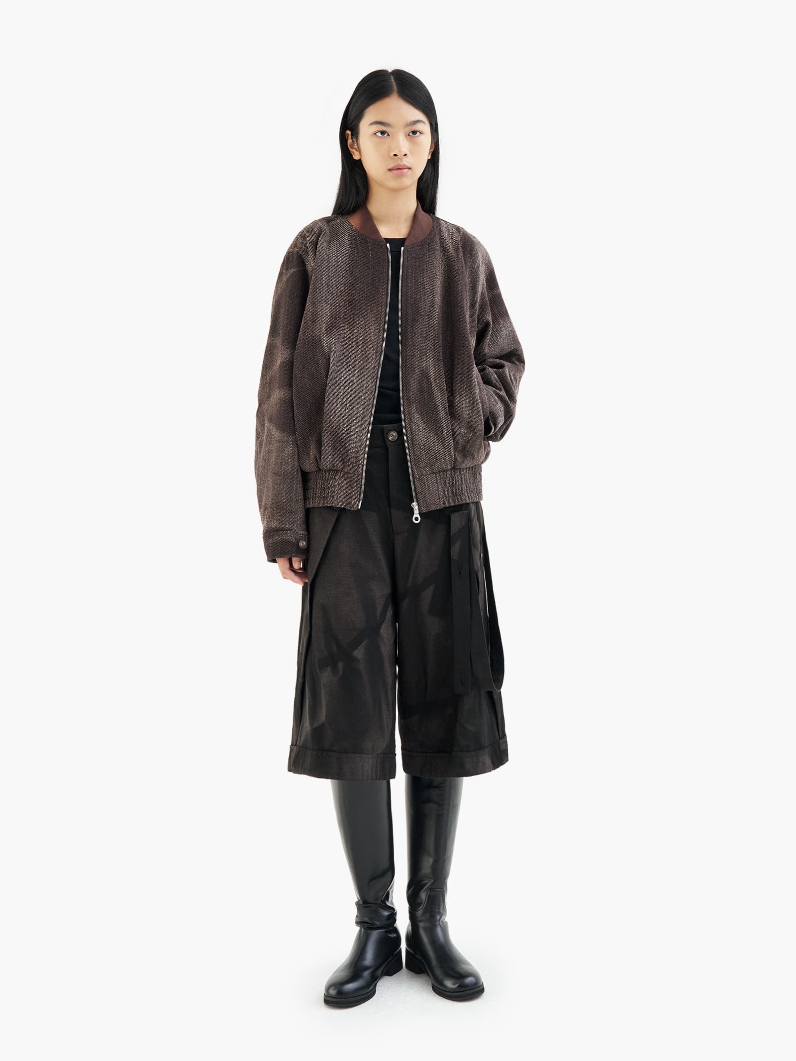Jiyong Kim - Sun-Bleached Pleated Bomber (Brown) product image 3 | TRAB K-Fashion Australia
