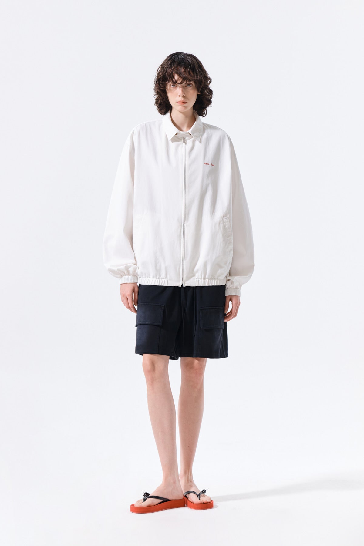 Matin Kim - Small Logo Cotton Zip Up Jumper (White) product image 10 | TRAB K-Fashion Australia