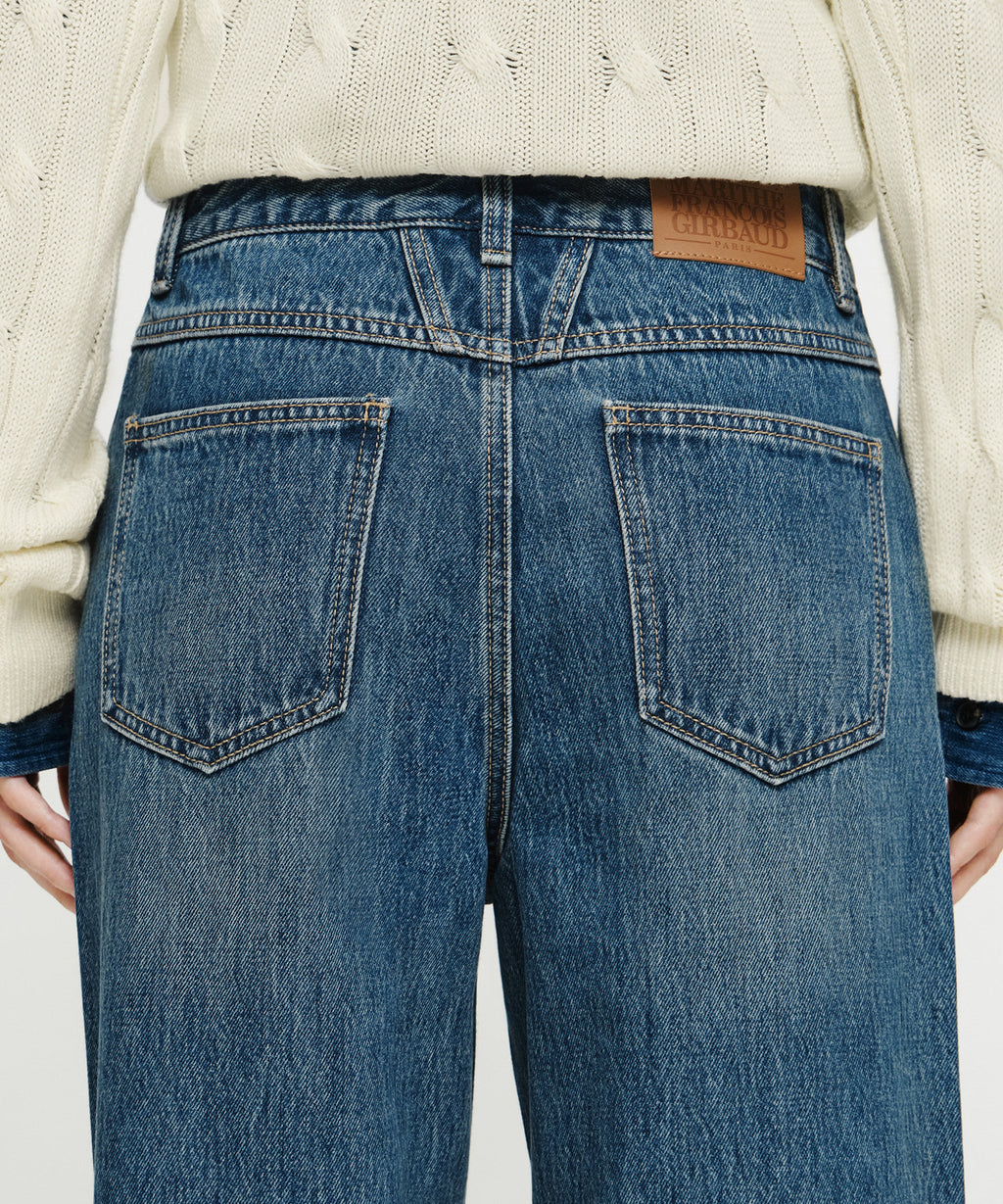 Marithe & Francois Girbaud - [Pre-order – Ships 7 Oct] Semi-wide Turn Up Denim Pants (Blue) product image 2 | TRAB K-Fashion Australia