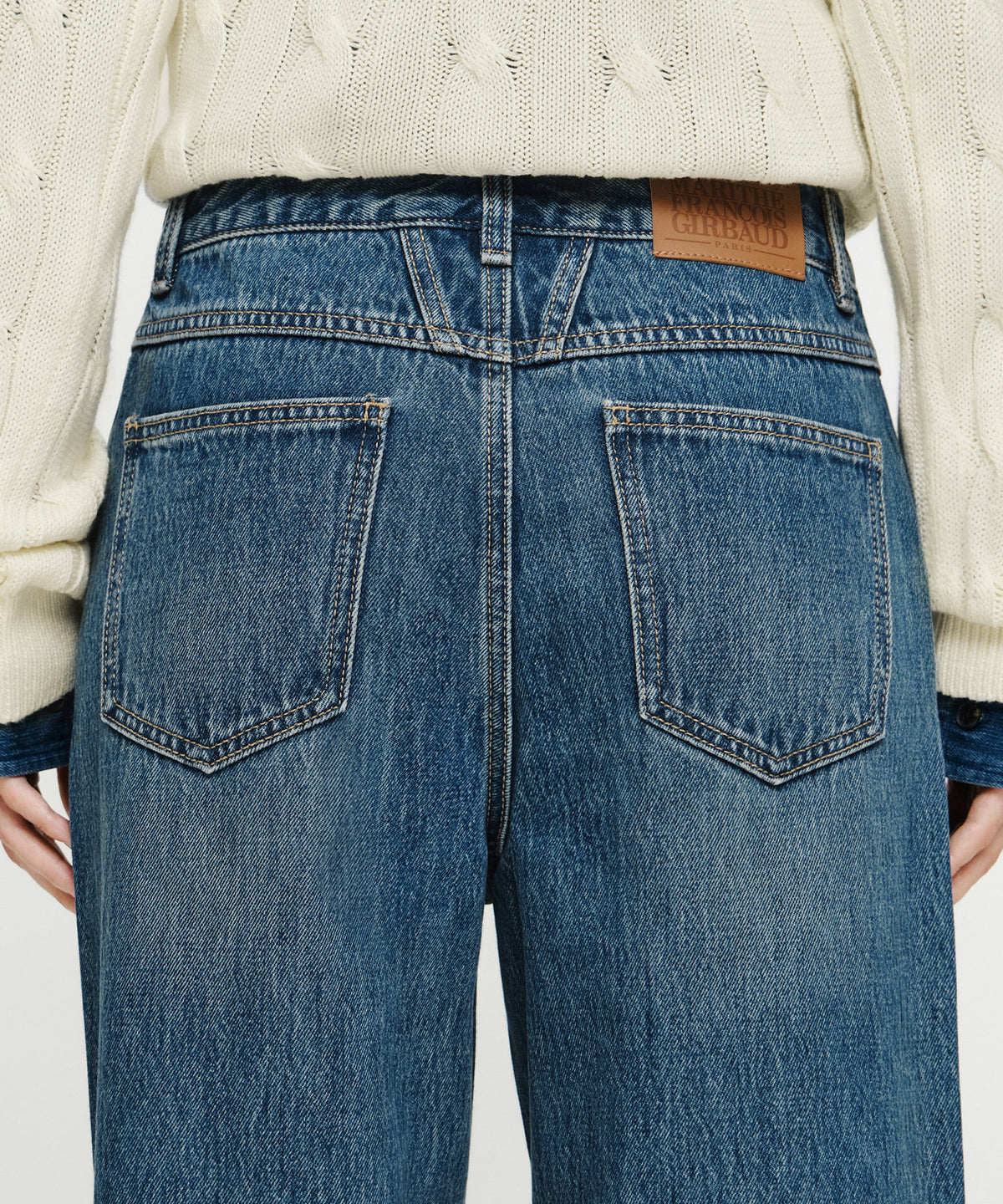 Marithe & Francois Girbaud - [Pre-order – Ships 7 Oct] Semi-wide Turn Up Denim Pants (Blue) product image 2 | TRAB K-Fashion Australia