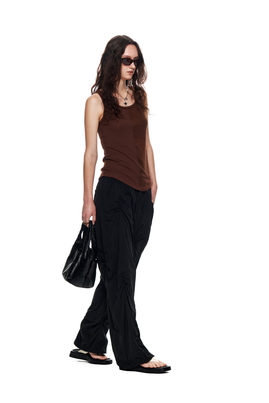 Matin Kim - Shirring Point Nylon Pants (Black) product image 8 | TRAB K-Fashion Australia