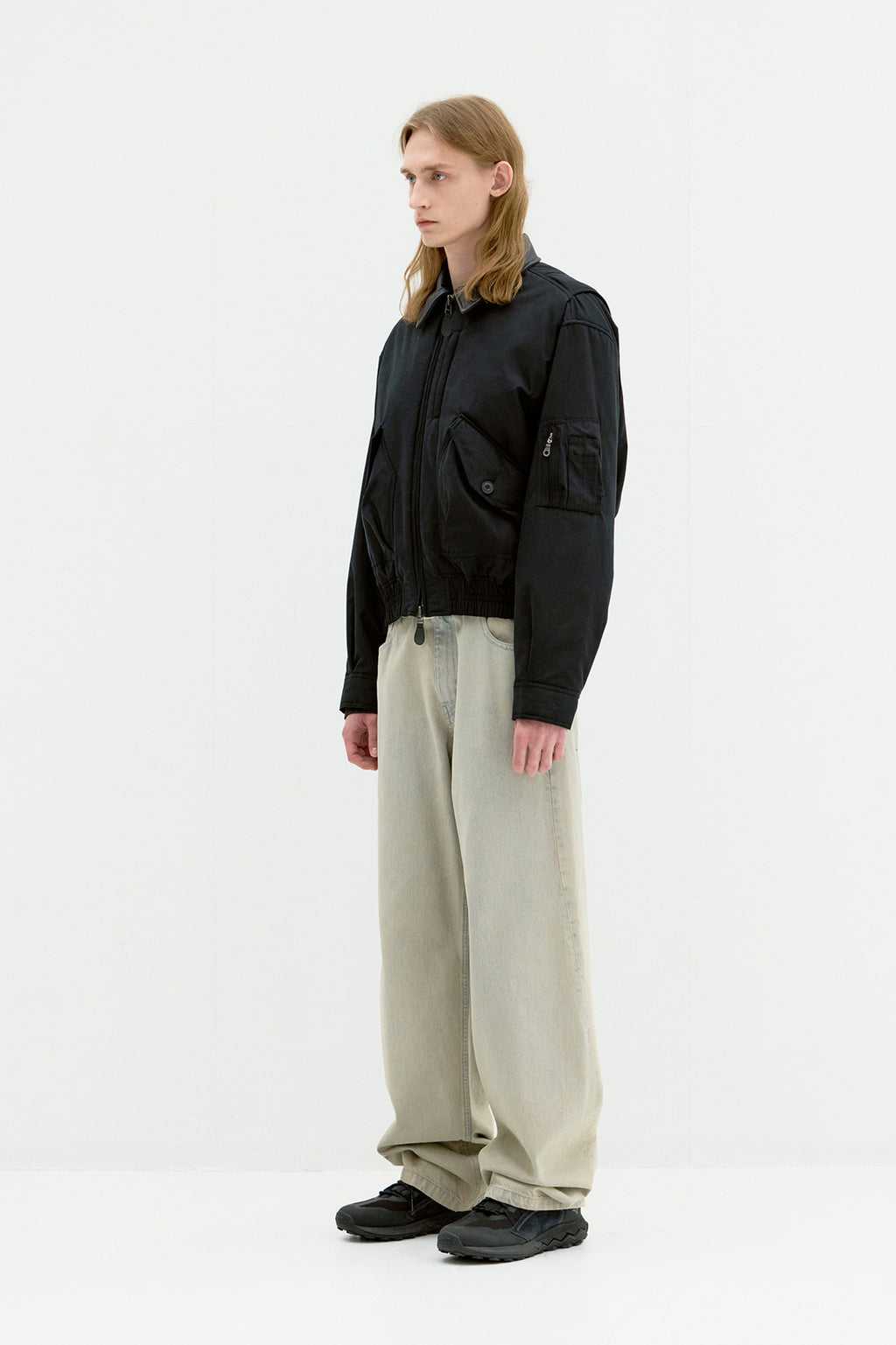 Coor - Leather Collar Mk-3 Flight Jumper (Black) product image 3 | TRAB K-Fashion Australia
