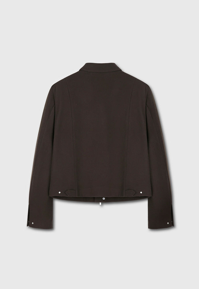 Tonywack - Virgin Wool Cropped Blouson Jacket (Dark Brown) product image 10 | TRAB K-Fashion Australia