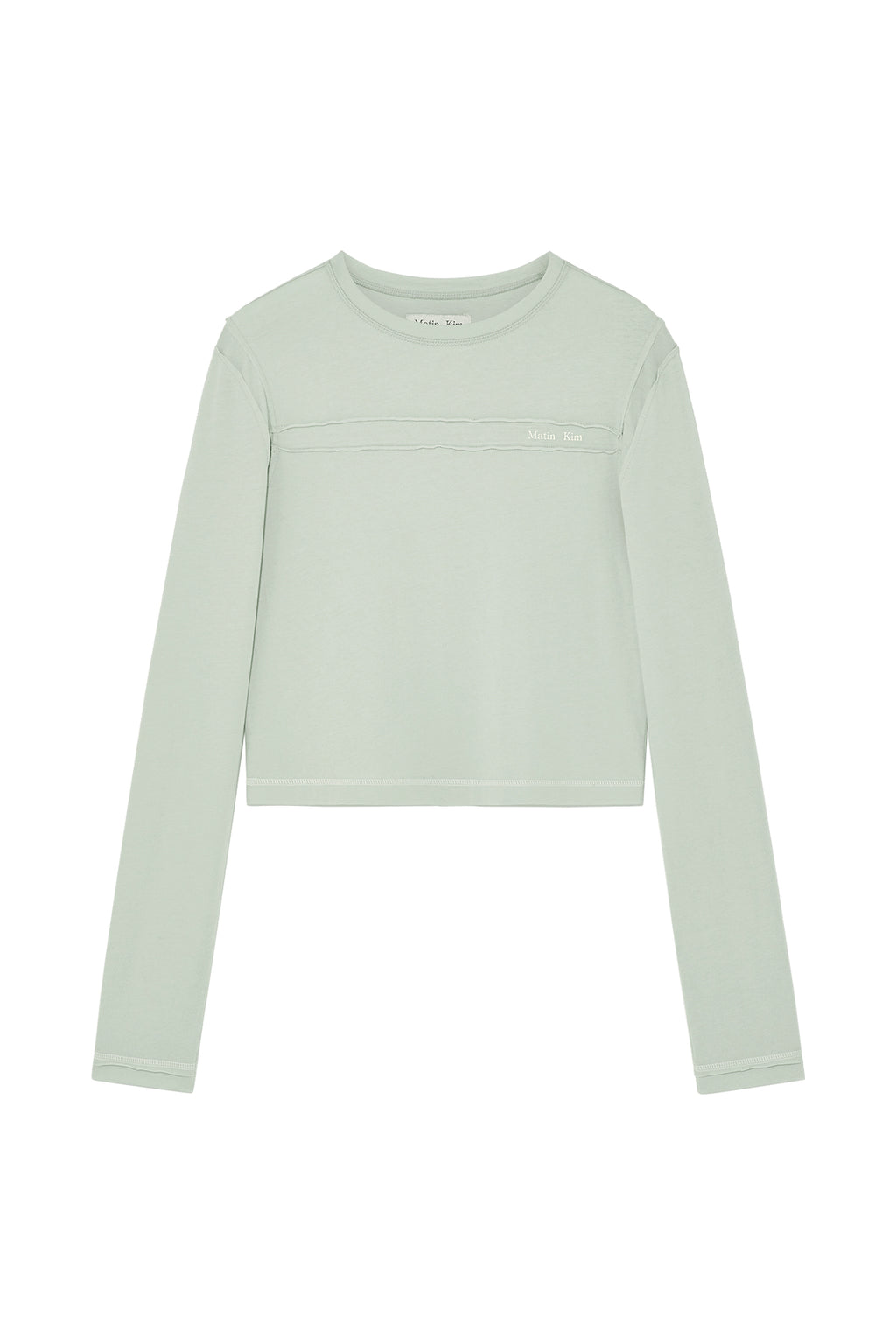 Matin Kim - Cut Line Detail Long Sleeve Logo Top (Mint) product image 1 | TRAB K-Fashion Australia