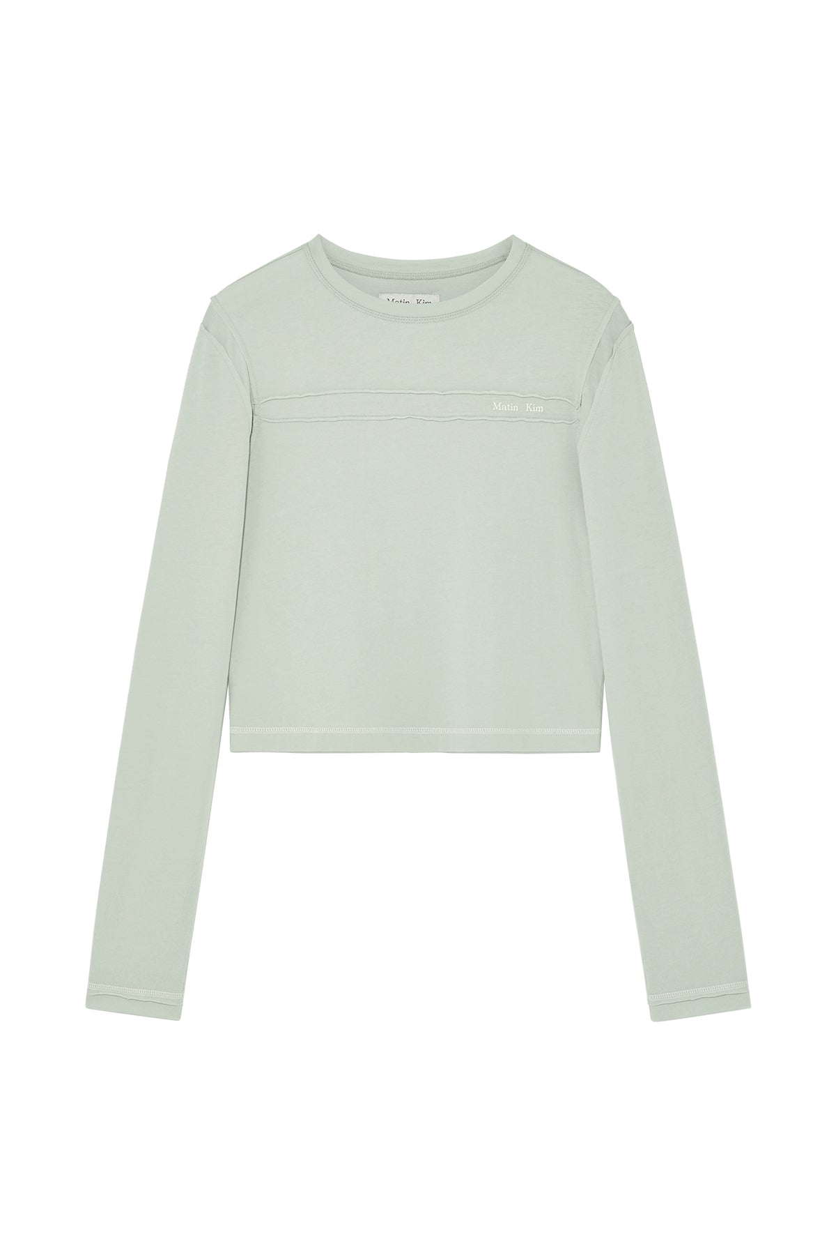 Matin Kim - Cut Line Detail Long Sleeve Logo Top (Mint) product image 1 | TRAB K-Fashion Australia