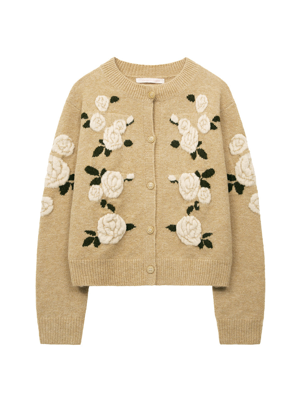 Margarin Fingers - Rose Jacquard Cardigan (Beige) product image 2 | TRAB K-Fashion Australia