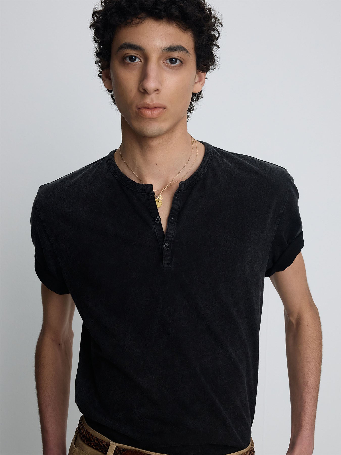 Tonywack - Garment Dyed Henley Neck Top (Vintage Black) product image 1 | TRAB K-Fashion Australia