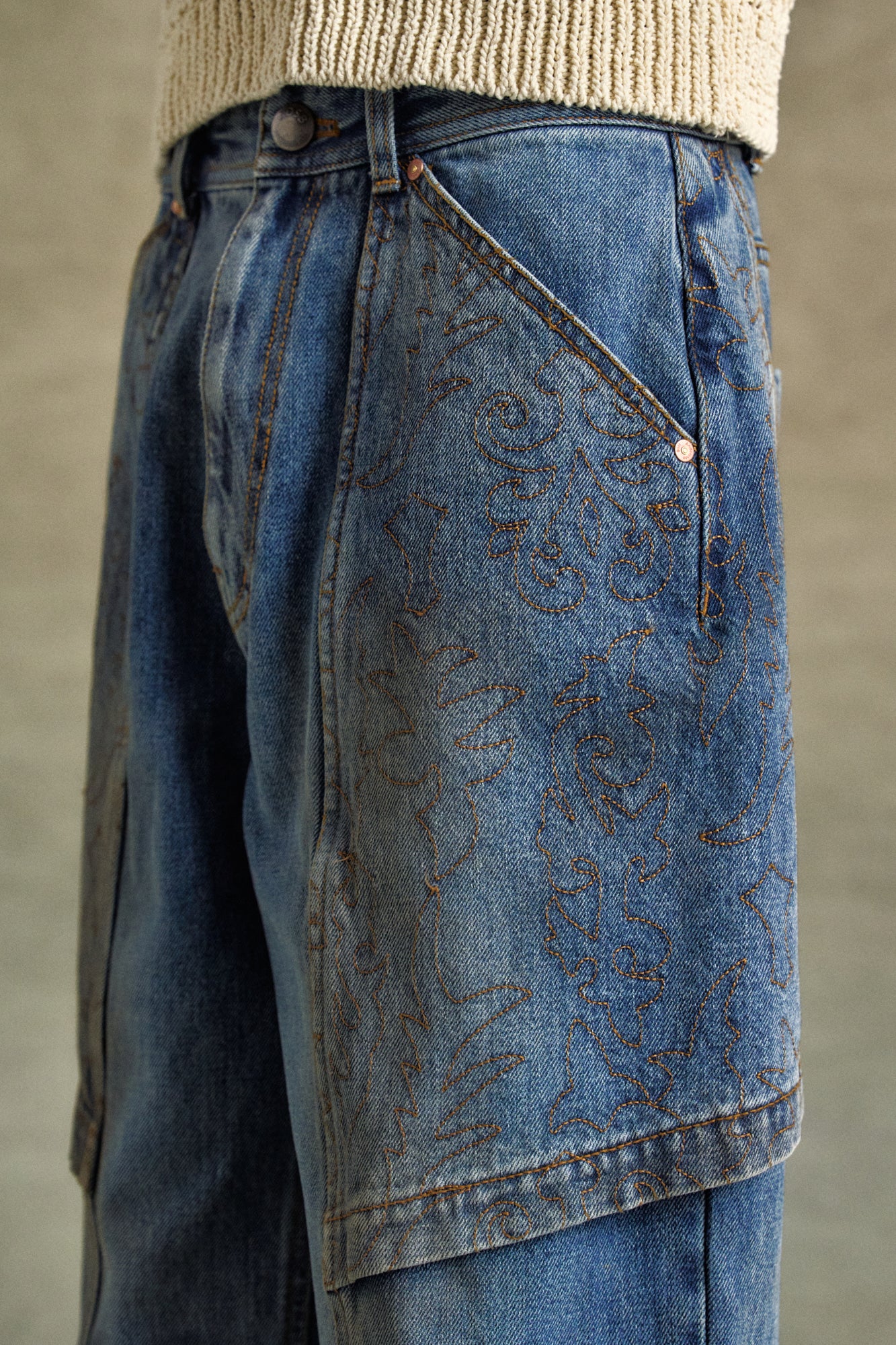 Andersson Bell - Embroidery Wrap Jeans (Washed Blue) product image 4 | TRAB K-Fashion Australia