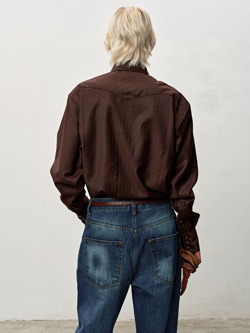 Tonywack - Striped Wool Western Shirt (Sepia Brown) product image 6 | TRAB K-Fashion Australia