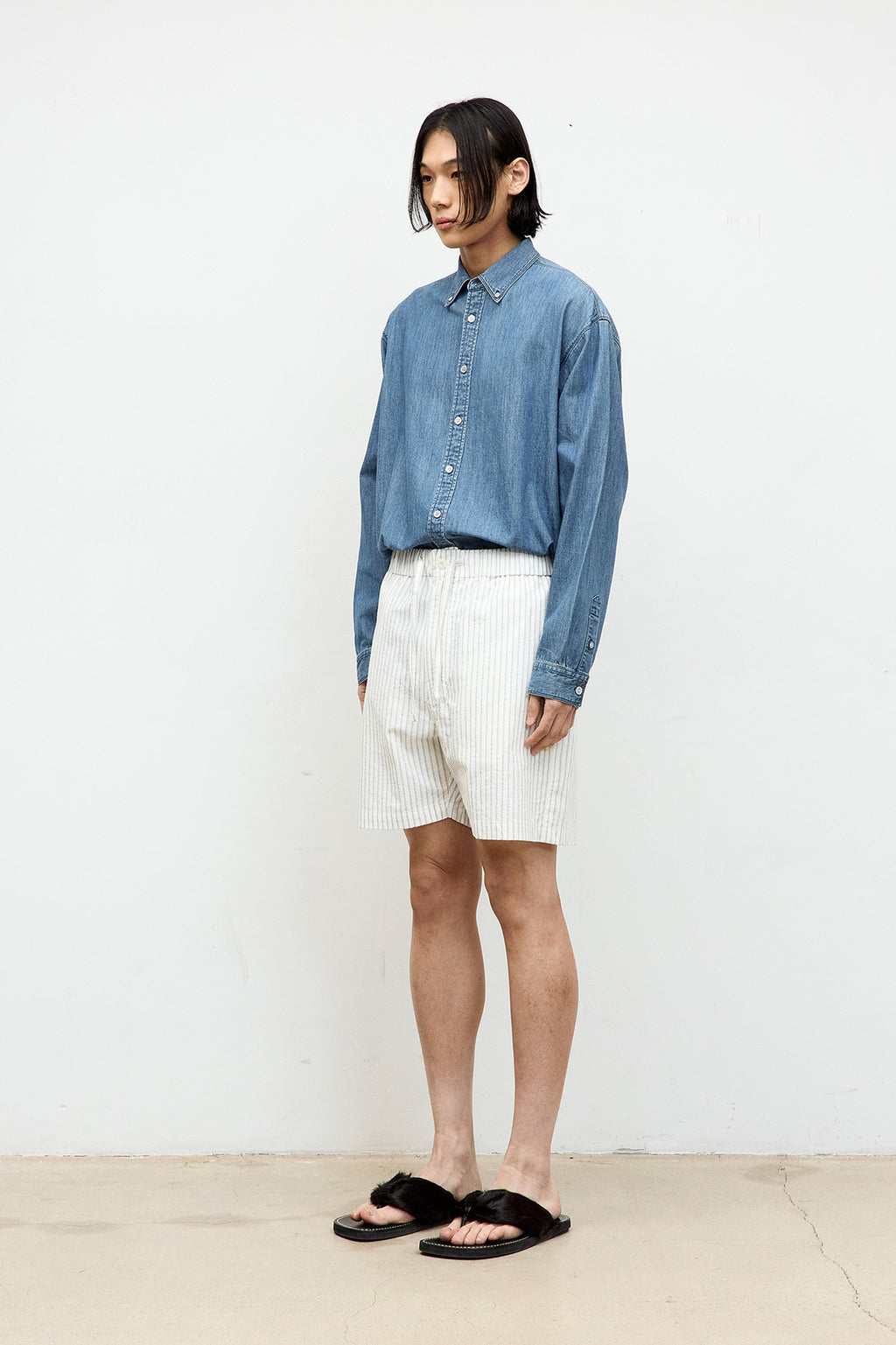 Coor - Buttondown Light Denim Shirt (Washed Black) product image 3 | TRAB K-Fashion Australia