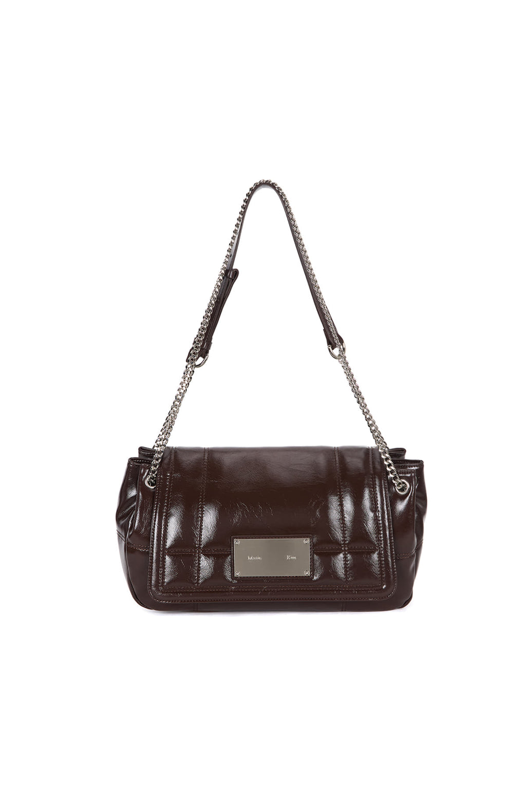 Matin Kim - Glossy Quilting Medium Chain Bag (Dark Brown) product image 1 | TRAB K-Fashion Australia