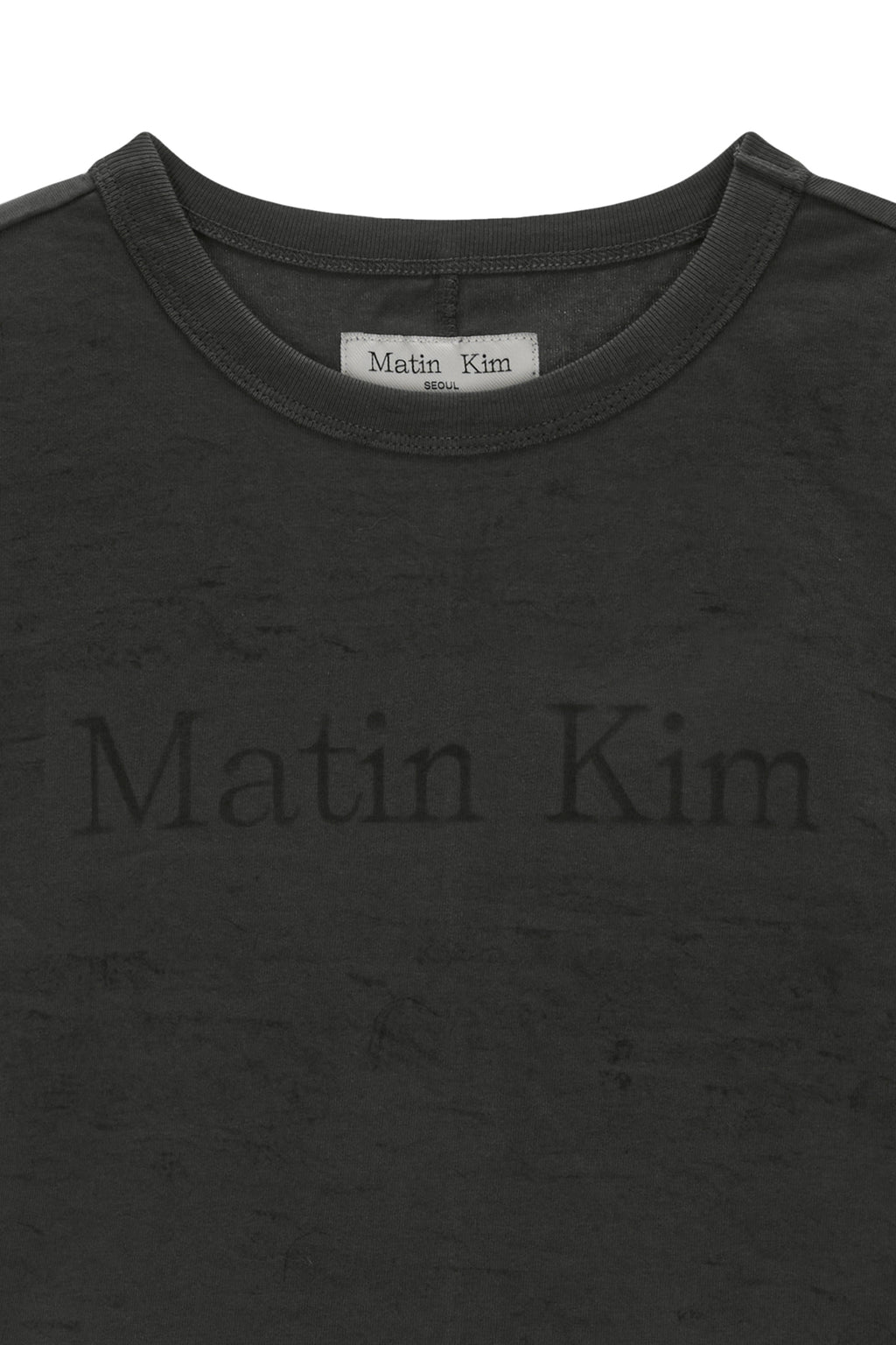Matin Kim - Stencil Printing Logo Crop Top (Charcoal) product image 3 | TRAB K-Fashion Australia