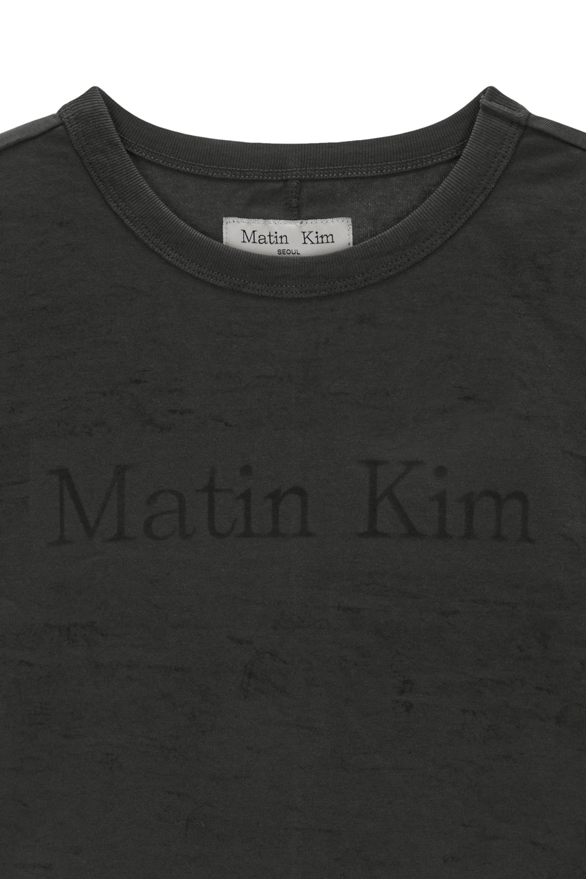 Matin Kim - Stencil Printing Logo Crop Top (Charcoal) product image 3 | TRAB K-Fashion Australia