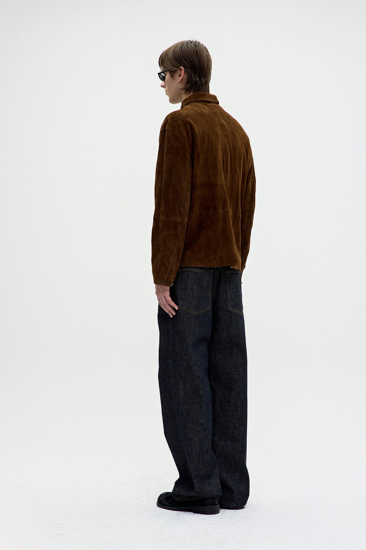 Coor - Pleated Wash Leather Shirt Jacket (Dark Brown) product image 4 | TRAB K-Fashion Australia