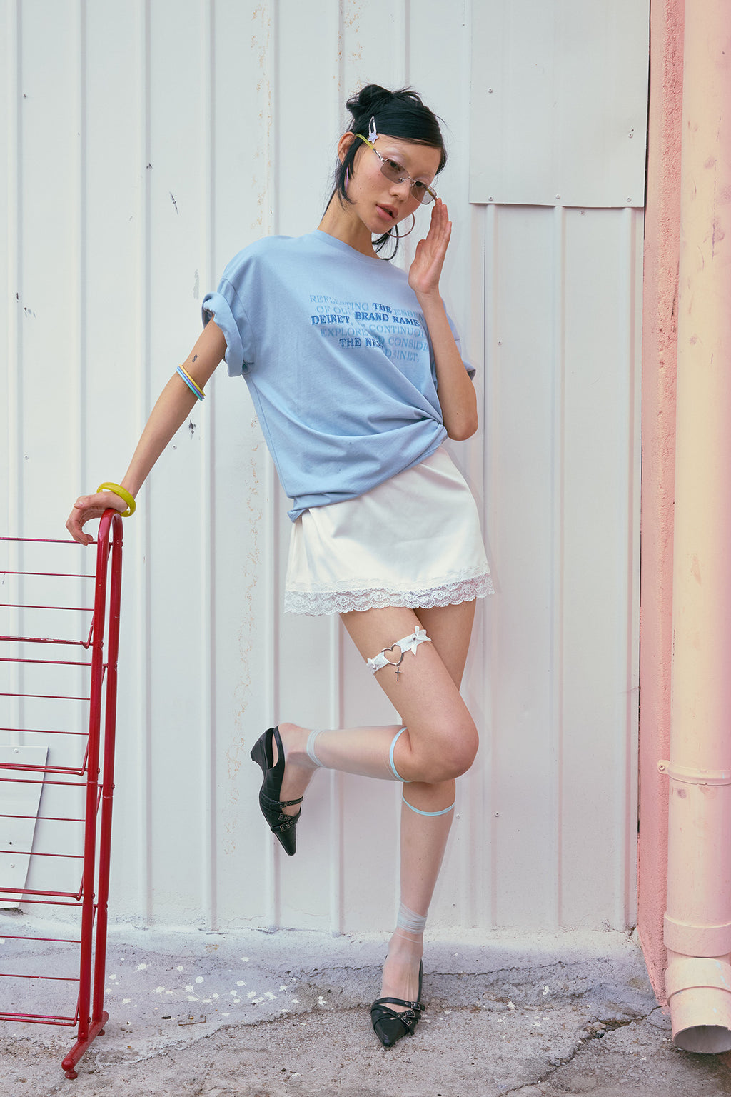 Deinet - Lettering T-Shirt (Sky Blue) product image 6 | TRAB K-Fashion Australia