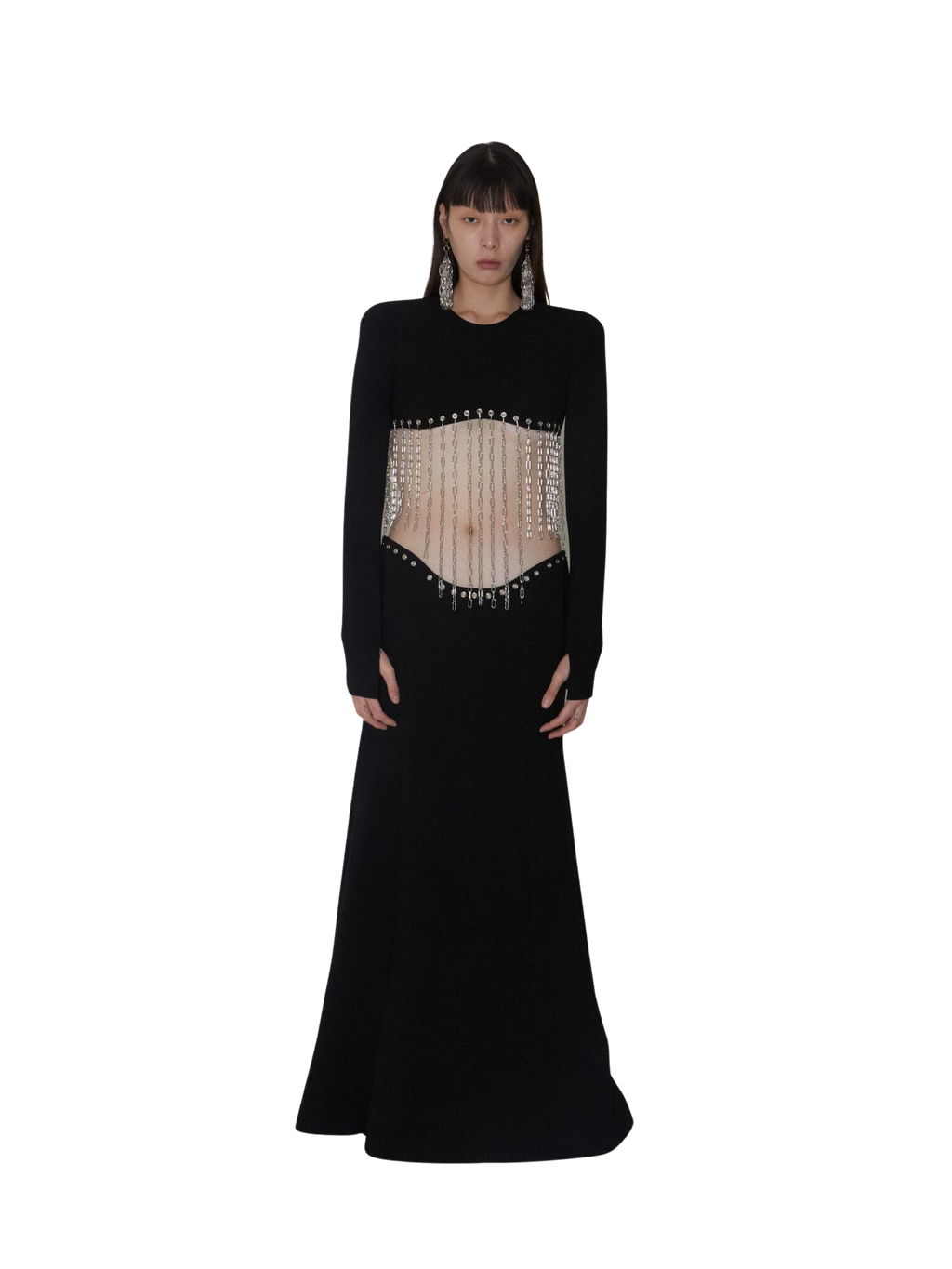 Kimhe Kim - Chain Embellished Waistless Maxi Dress (Black) product image 1 | TRAB K-Fashion Australia