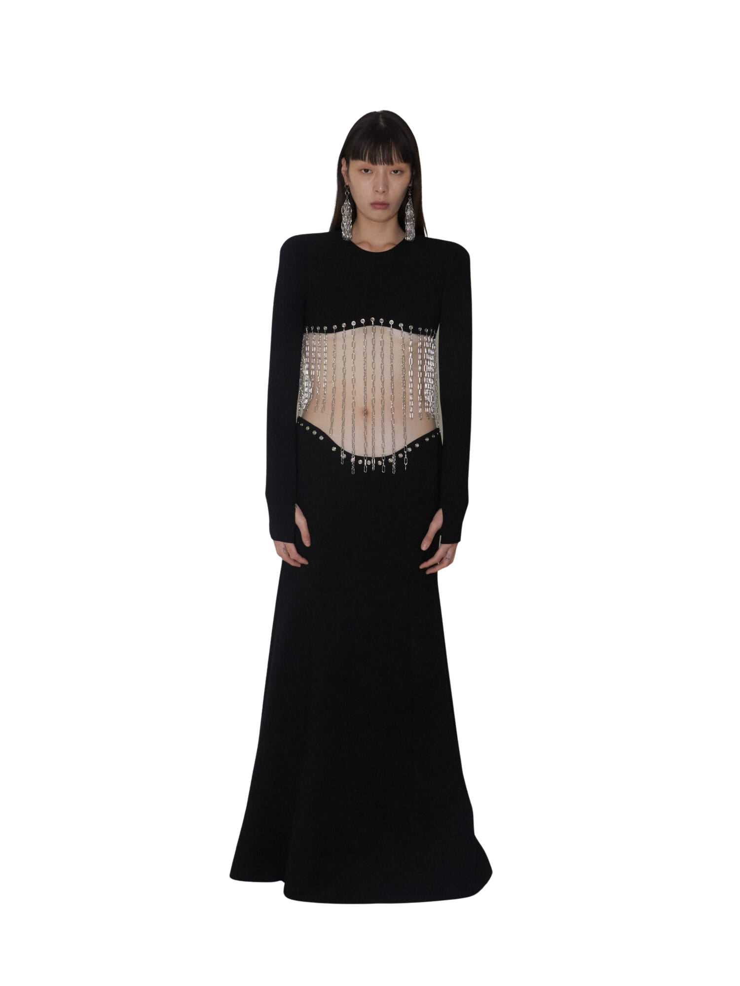 Kimhe Kim - Chain Embellished Waistless Maxi Dress (Black) product image 1 | TRAB K-Fashion Australia