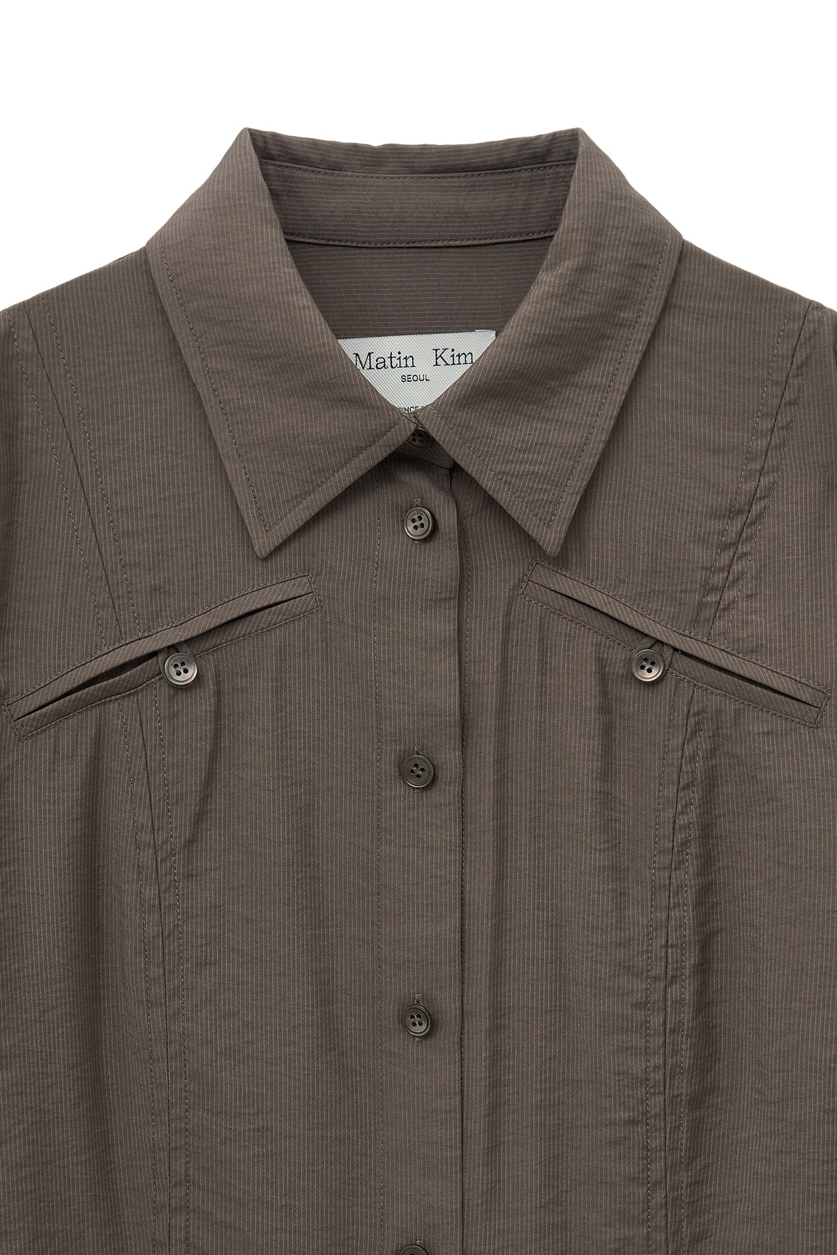 Matin Kim - Pocket Line Point Shirt (Brown) product image 3 | TRAB K-Fashion Australia