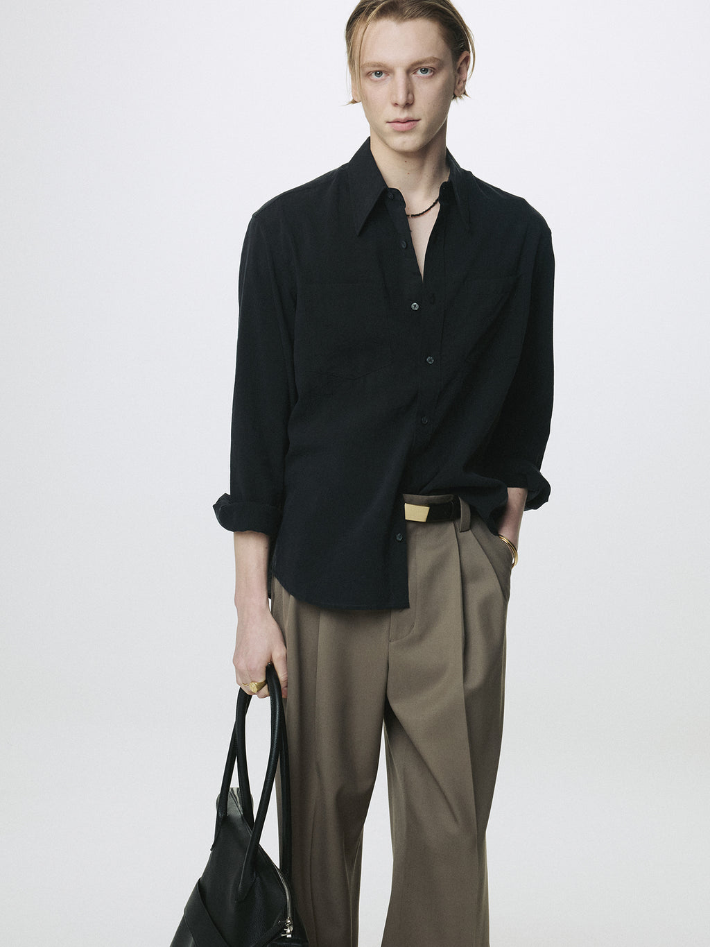 Tonywack - Wool Double Pleats Extra-Wide Trousers (Taupe) product image 2 | TRAB K-Fashion Australia