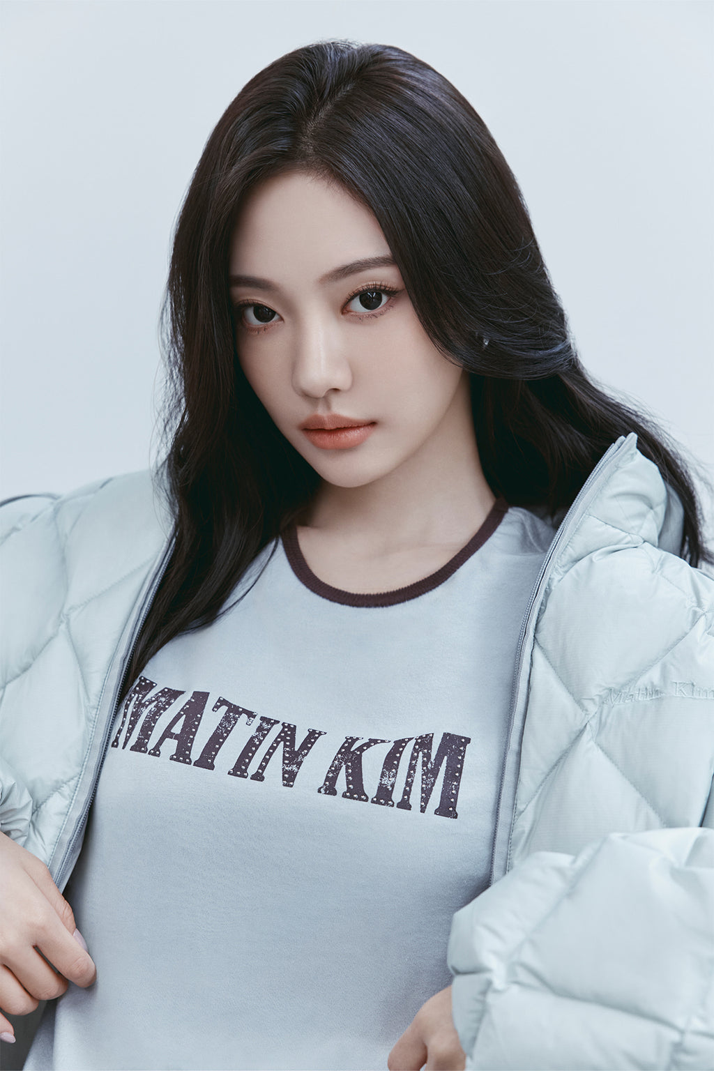 Matin Kim - Stud Logo Ringer Top (Smoke Blue) product image 1 | TRAB K-Fashion Australia