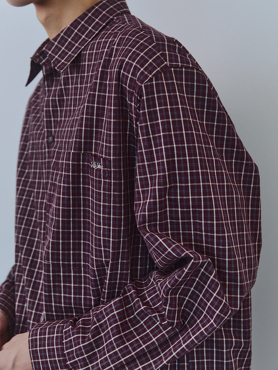 Kijun - Ivy Classic Check Shirt (Burgundy) product image 5 | TRAB K-Fashion Australia