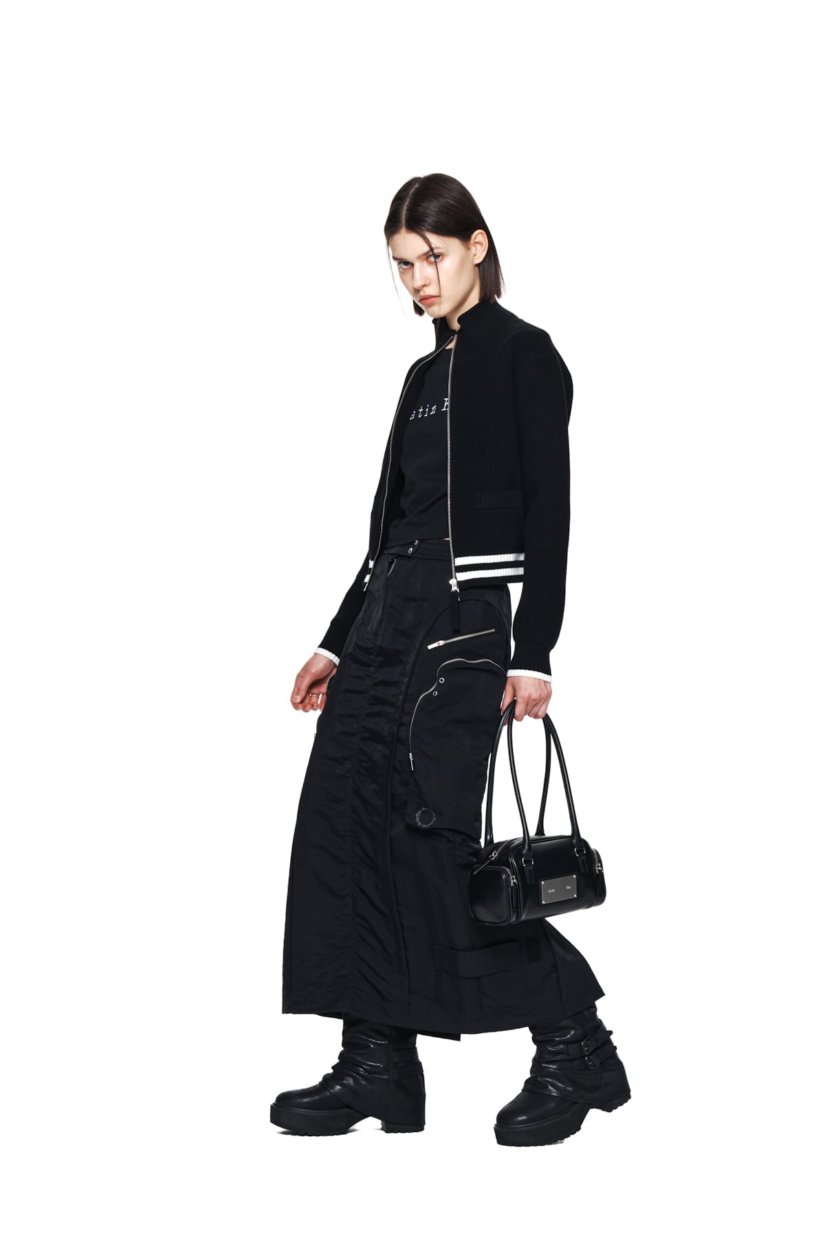 Matin Kim - Spell Point Stripe Knit Cardigan (Black) product image 10 | TRAB K-Fashion Australia