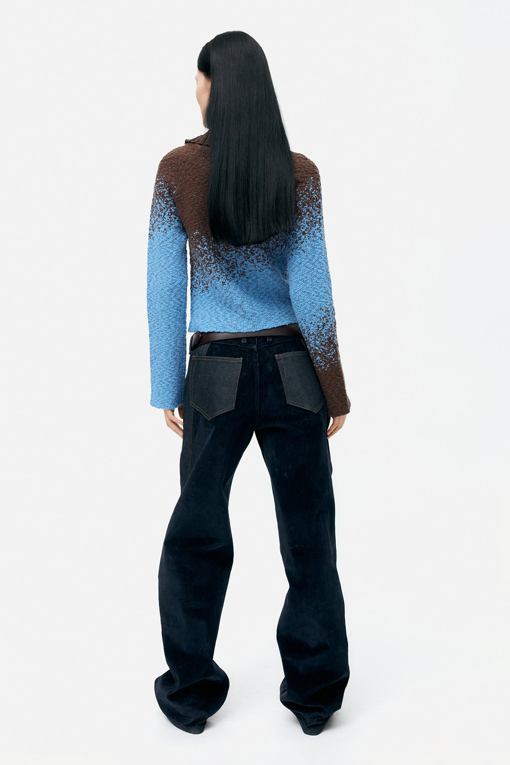 Andersson Bell - Flow Jaquard Short Cardigan (Blue/Brown) product image 3 | TRAB K-Fashion Australia
