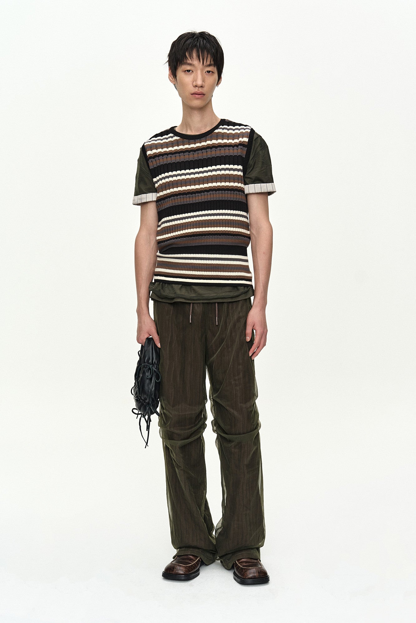 Andersson Bell - Overlay Pleats Wide-Leg Trousers (Khaki Brown) product image 10 | TRAB K-Fashion Australia