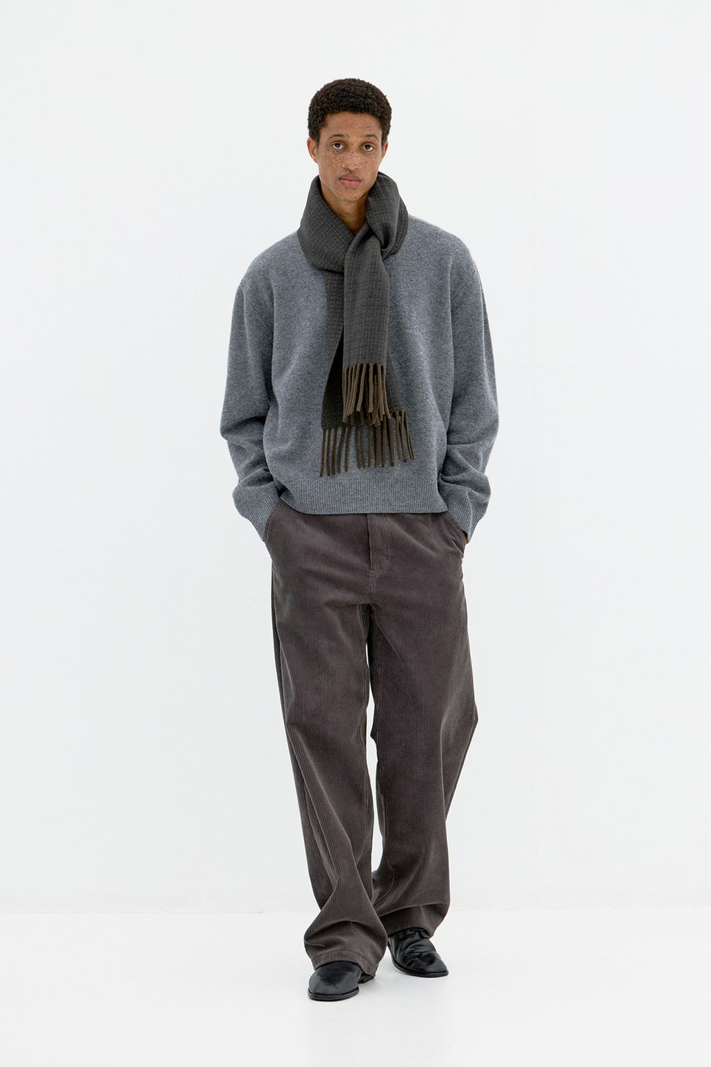 Coor - Merino Wool Gunclub Check Muffler (Khaki Brown) product image 2 | TRAB K-Fashion Australia