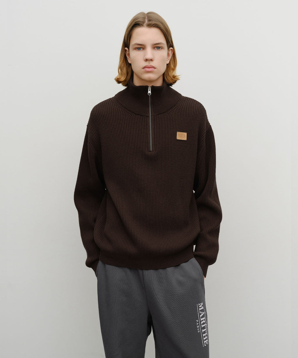 Marithe & Francois Girbaud - Half Neck Zipup Knit (Dark Brown) product image 1 | TRAB K-Fashion Australia