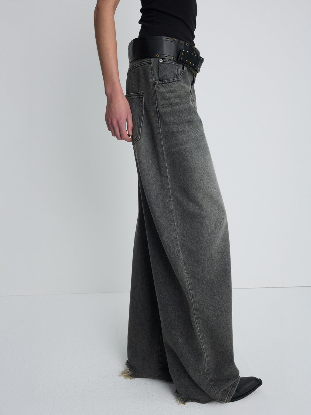 Tonywack - Distressed Wide-Leg Denim Jeans (Washed Black) product image 3 | TRAB K-Fashion Australia