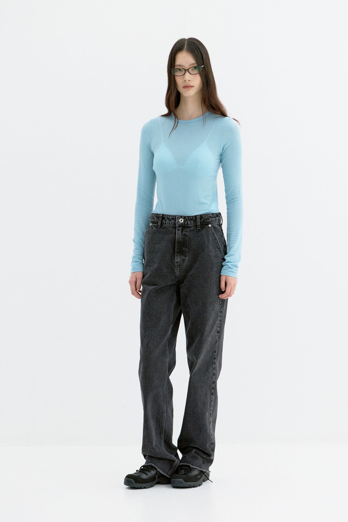 Coor - Long Sleeve Slim Top (Blue) product image 2 | TRAB K-Fashion Australia