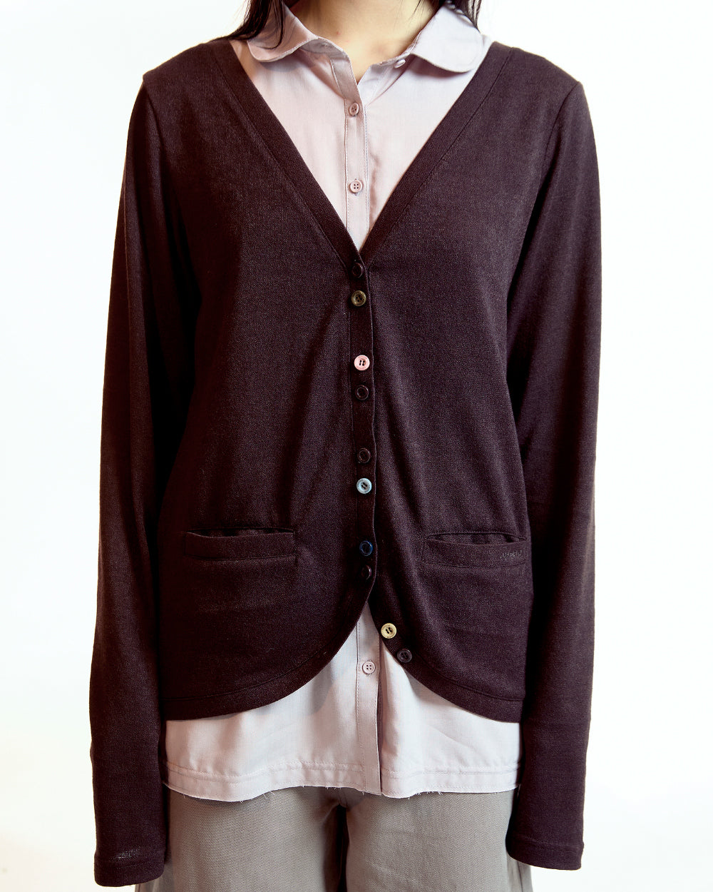 Coyseio - Layered Shirt Cardigan (Brown) product image 4 | TRAB K-Fashion Australia