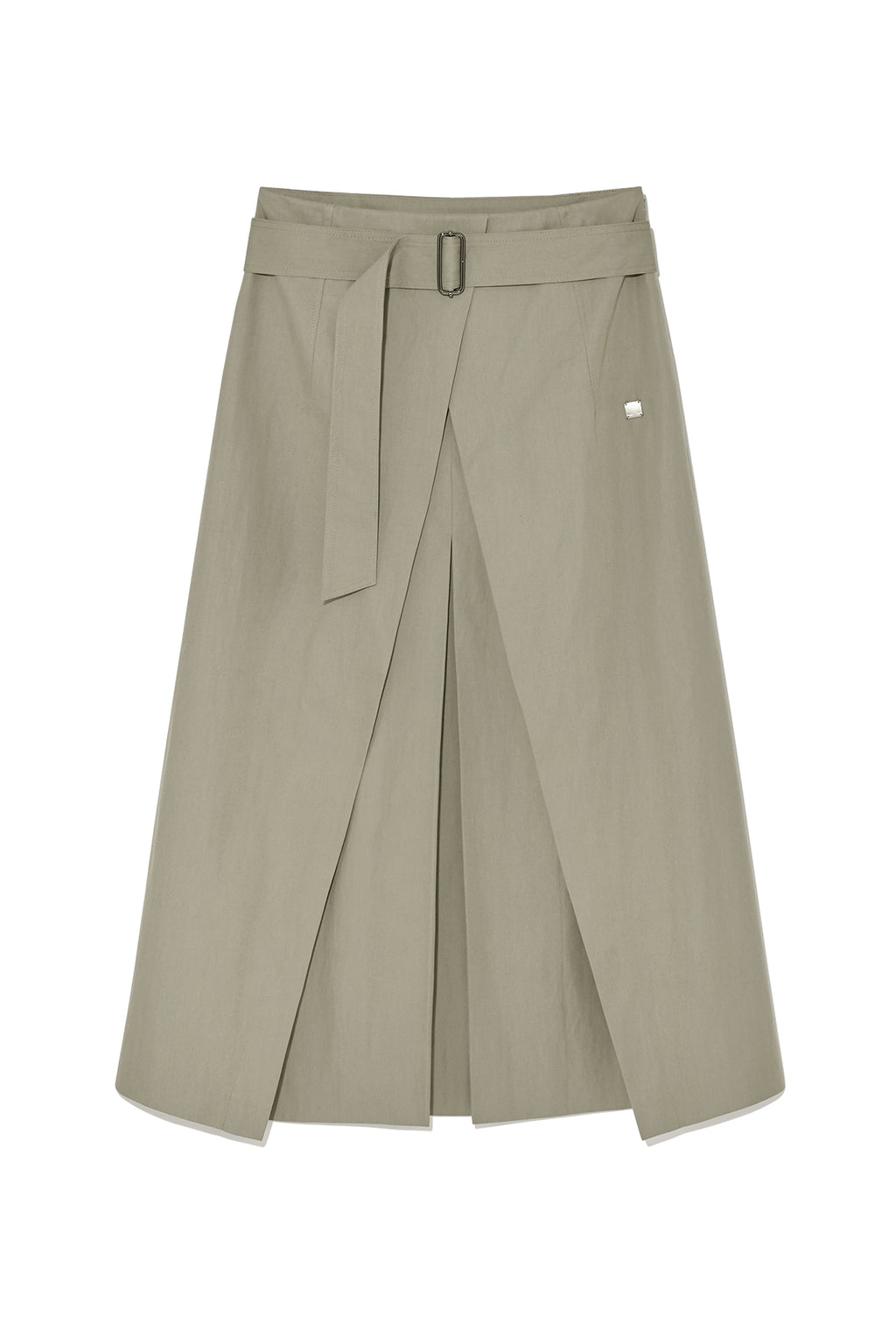 Matin Kim - A Line Pleats Belted Skirt (Light Khaki) product image 1 | TRAB K-Fashion Australia