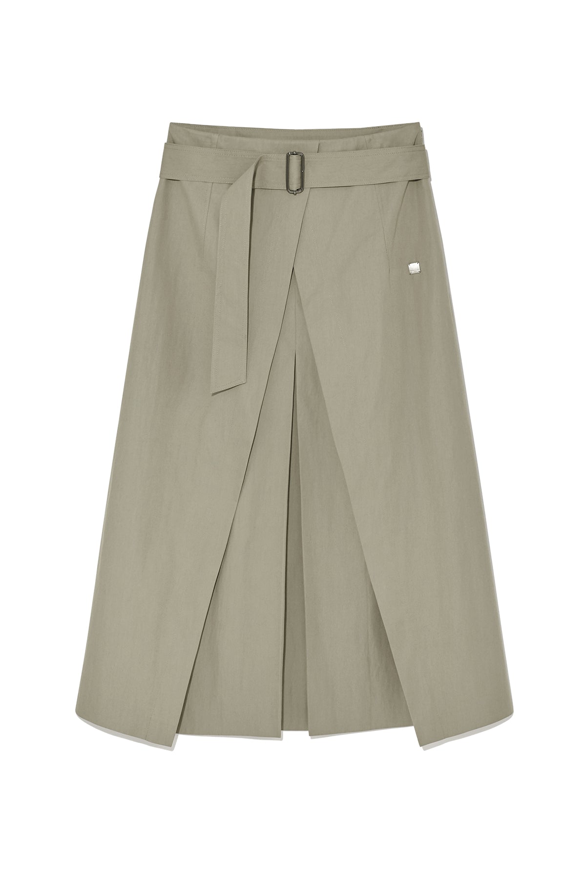 Matin Kim - A Line Pleats Belted Skirt (Light Khaki) product image 1 | TRAB K-Fashion Australia
