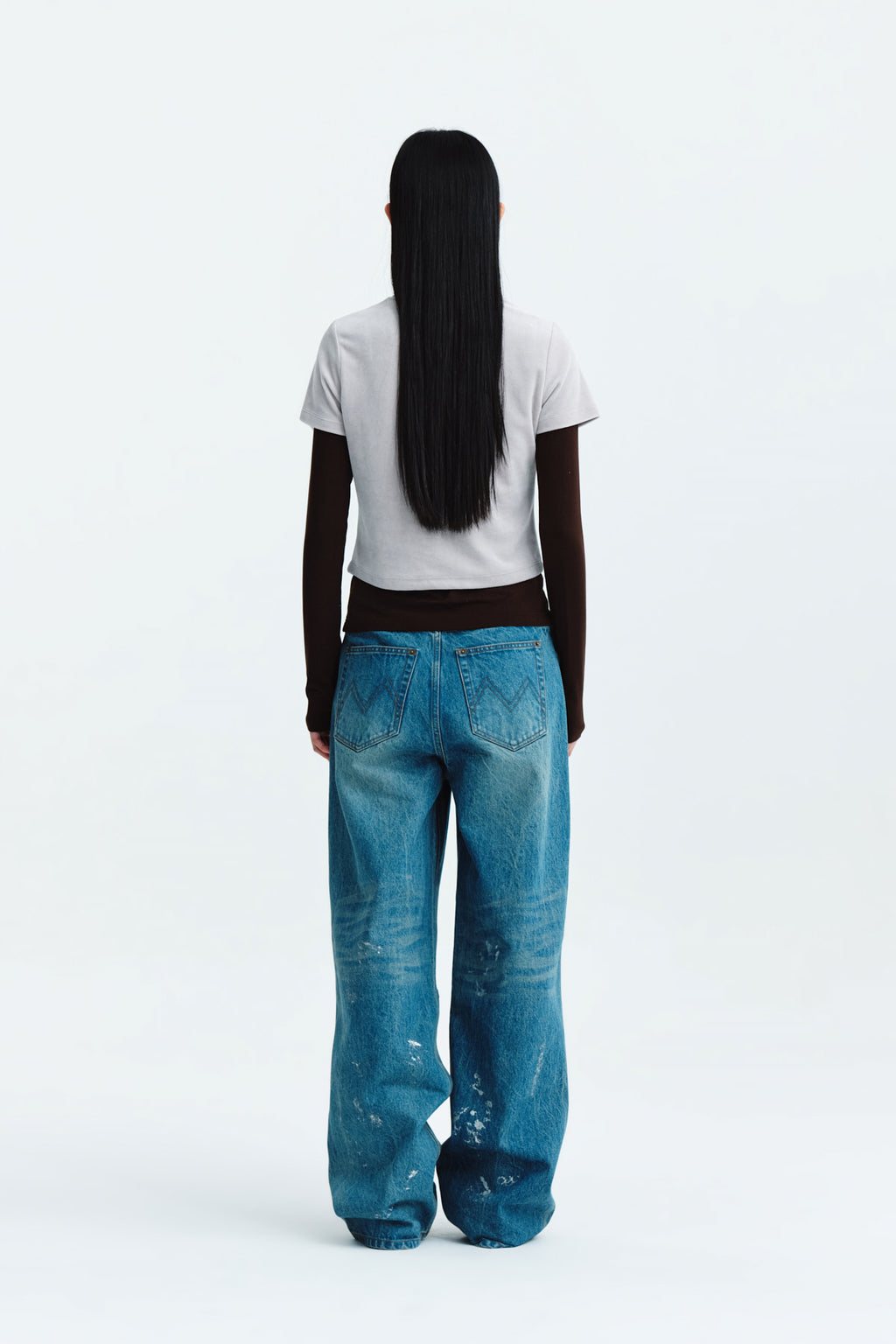 Matin Kim - Logo Emboss Velvet Crop Top (Light Grey) product image 8 | TRAB K-Fashion Australia