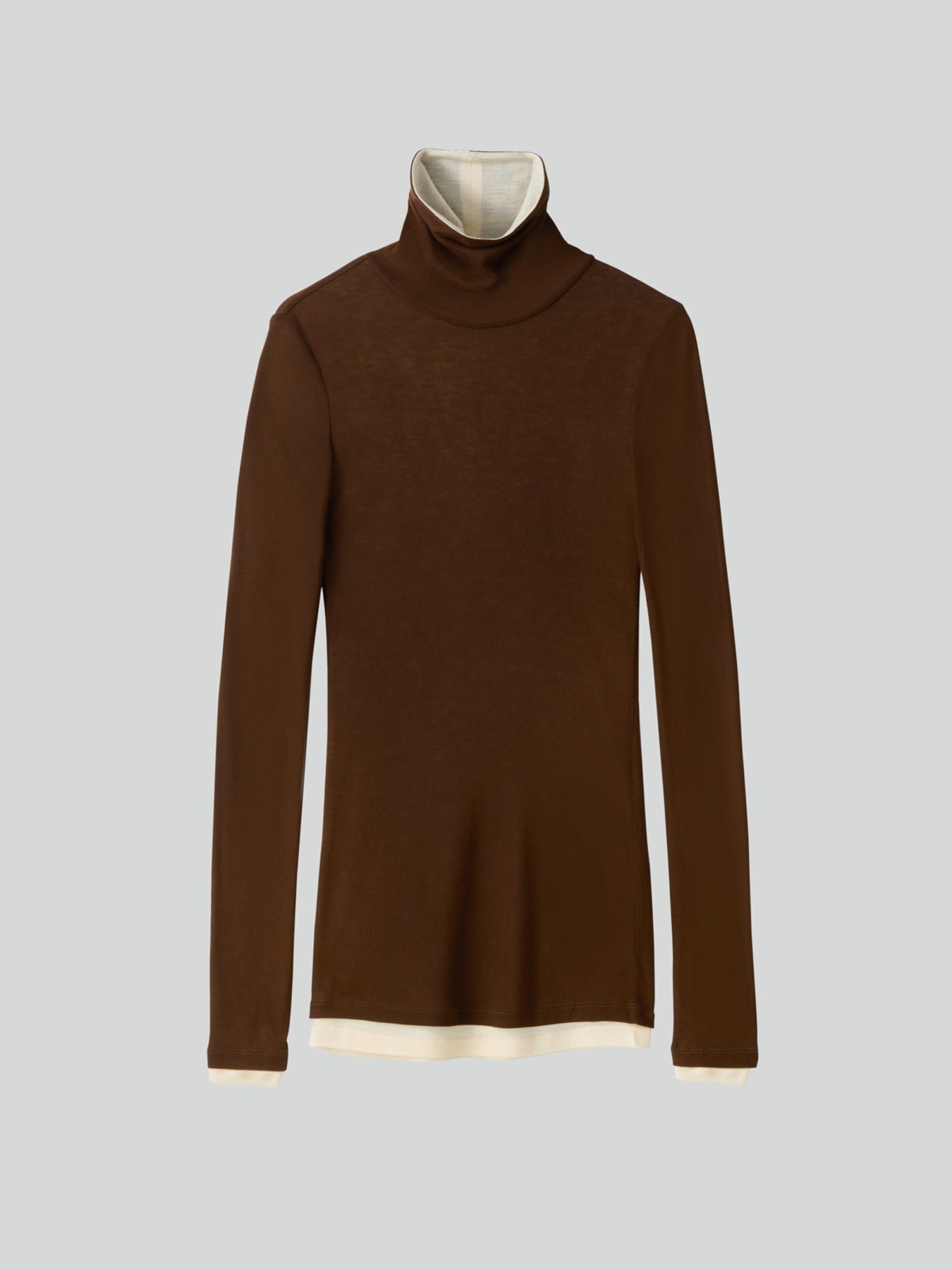 Recto - Contrast Wool Jersey Turtleneck (Brown) product image 1 | TRAB K-Fashion Australia