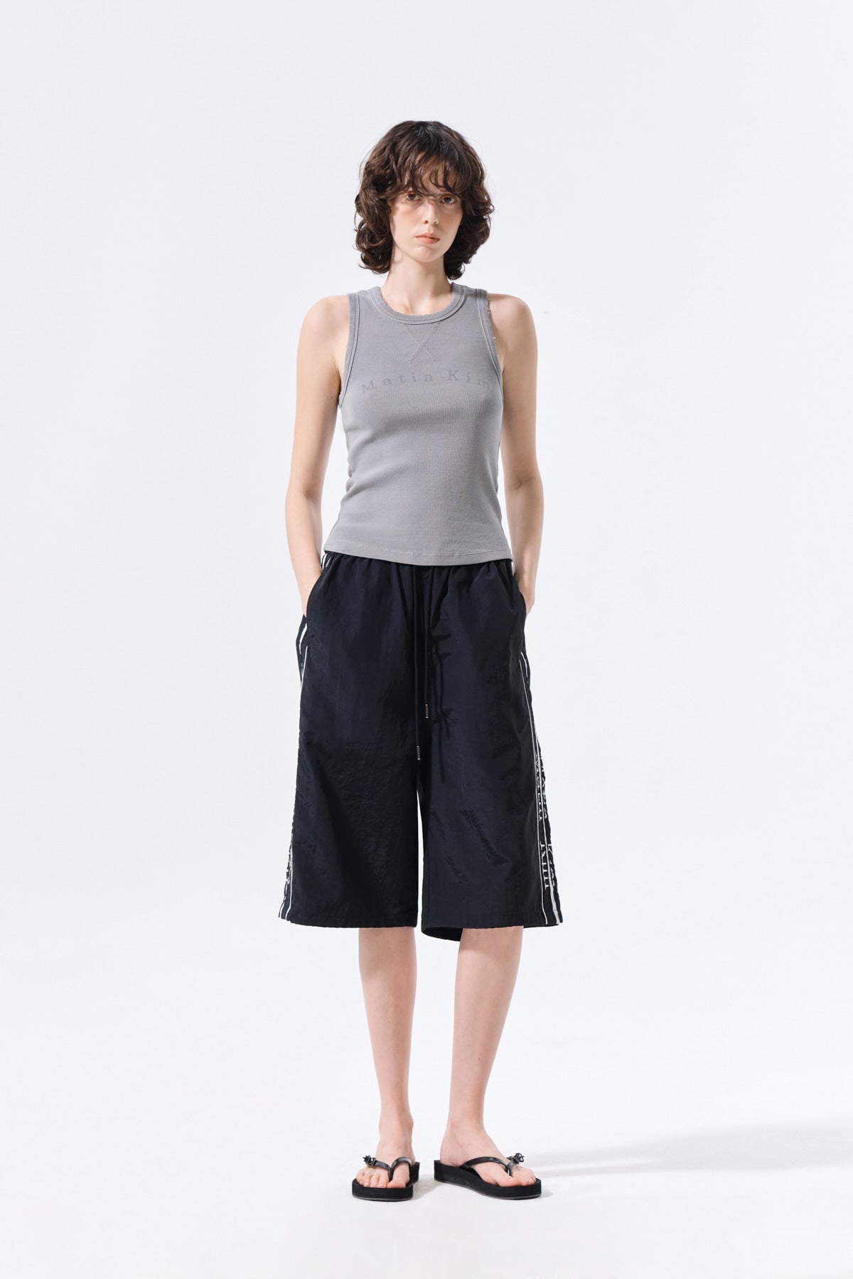 Matin Kim - Side Logo Bermuda Track Pants (Black) product image 10 | TRAB K-Fashion Australia