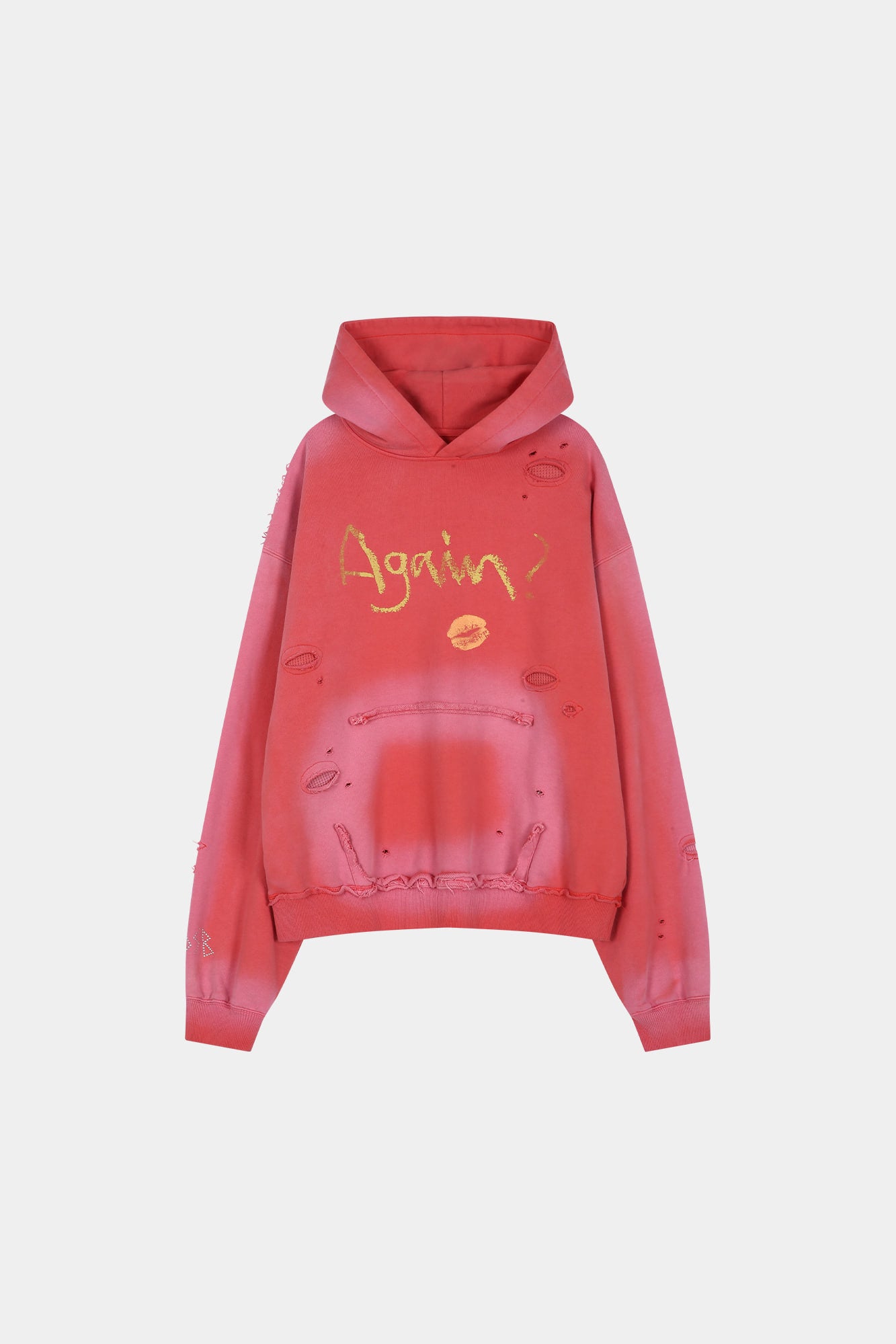Andersson Bell - (essential) Unisex Spray Washed Again Lip Hoodie (red) (Red) product image 13 | TRAB K-Fashion Australia