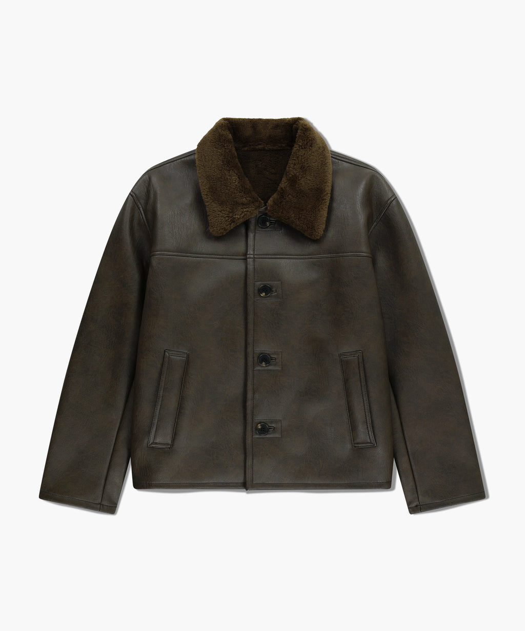 Marithe & Francois Girbaud - Faux Leather Over Fit Mustang Jacket (Brown) product image 5 | TRAB K-Fashion Australia