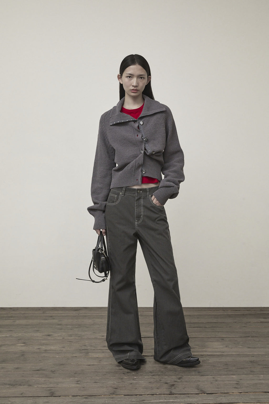 Matin Kim - Hook Point Two Way Cross Cardigan (Grey) product image 8 | TRAB K-Fashion Australia