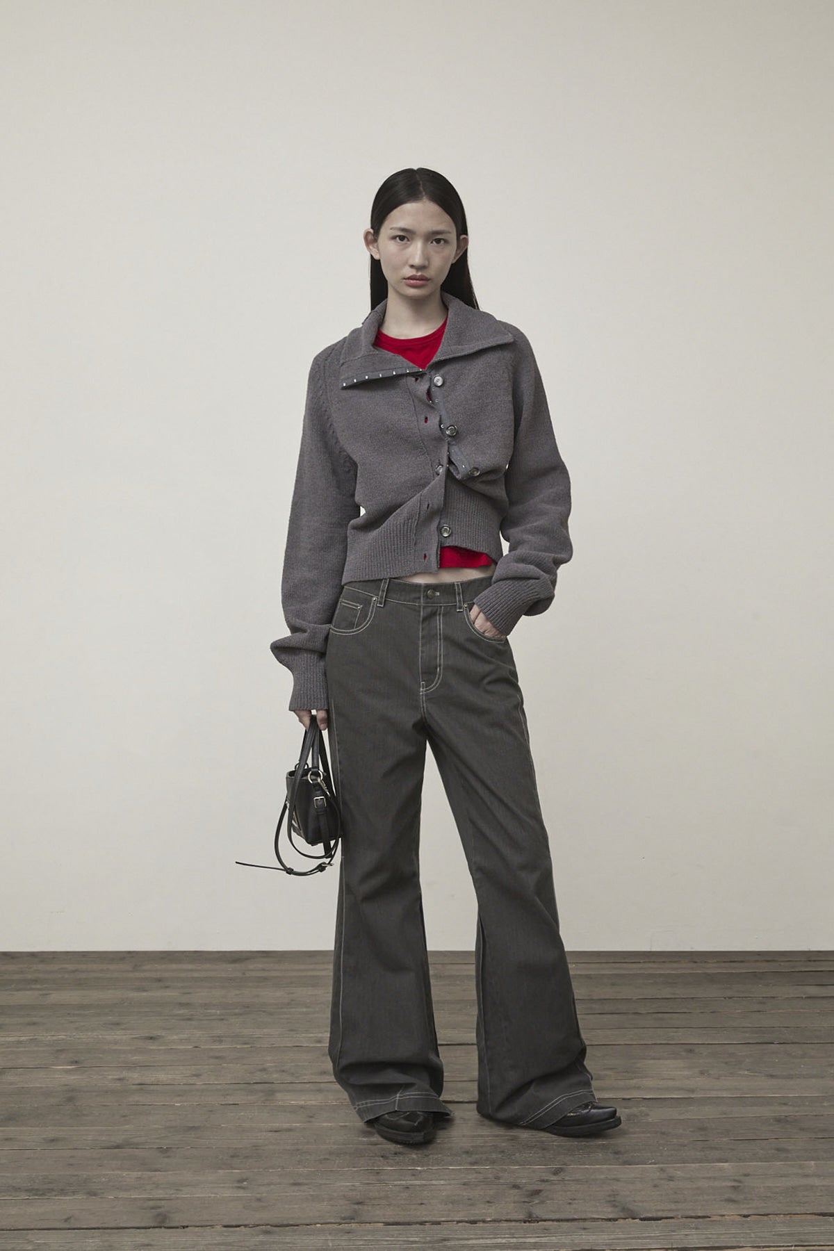 Matin Kim - Hook Point Two Way Cross Cardigan (Grey) product image 8 | TRAB K-Fashion Australia