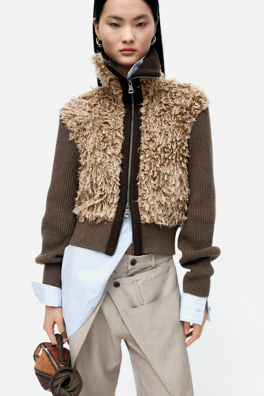 Andersson Bell - Fur Combo Knit Top (Beige) product image 3 | TRAB K-Fashion Australia