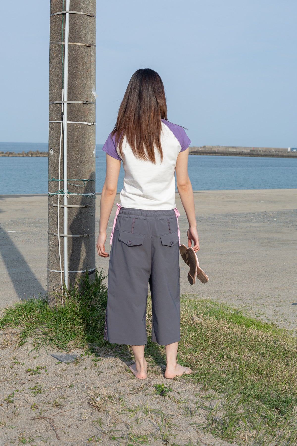 Matin Kim - Side Taping Bermuda Pants (Charcoal) product image 8 | TRAB K-Fashion Australia