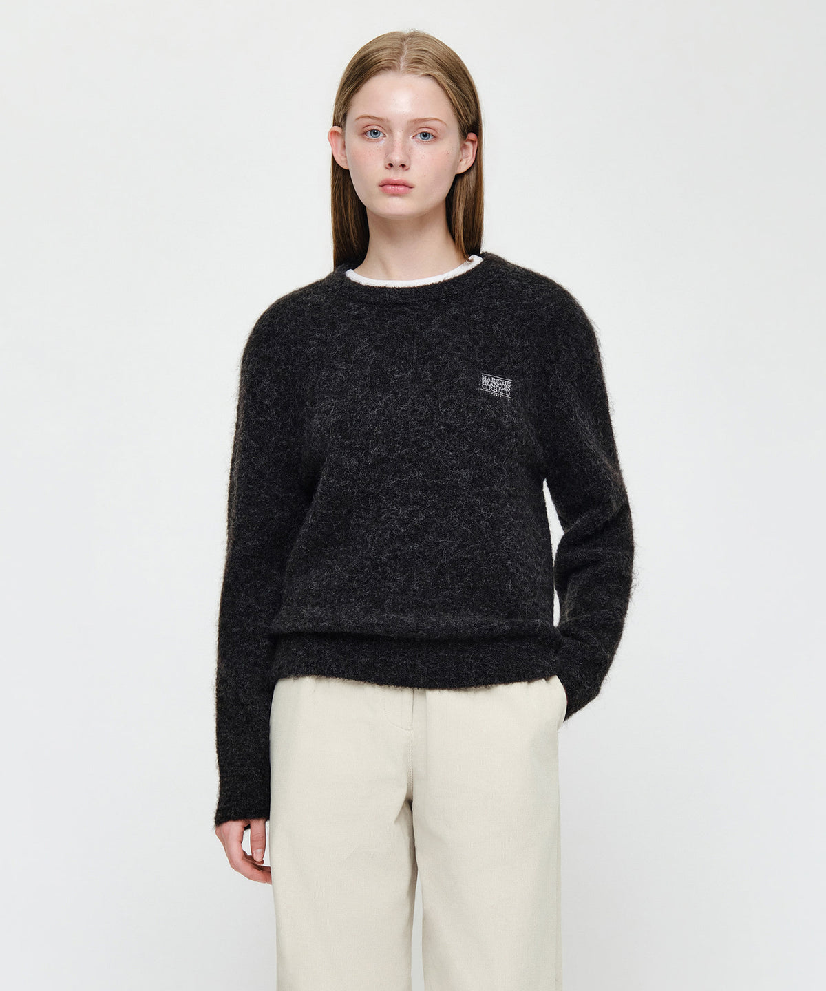 Marithe & Francois Girbaud - Small Classic Logo Boucle Knit Pullover (Charcoal) product image 1 | TRAB K-Fashion Australia