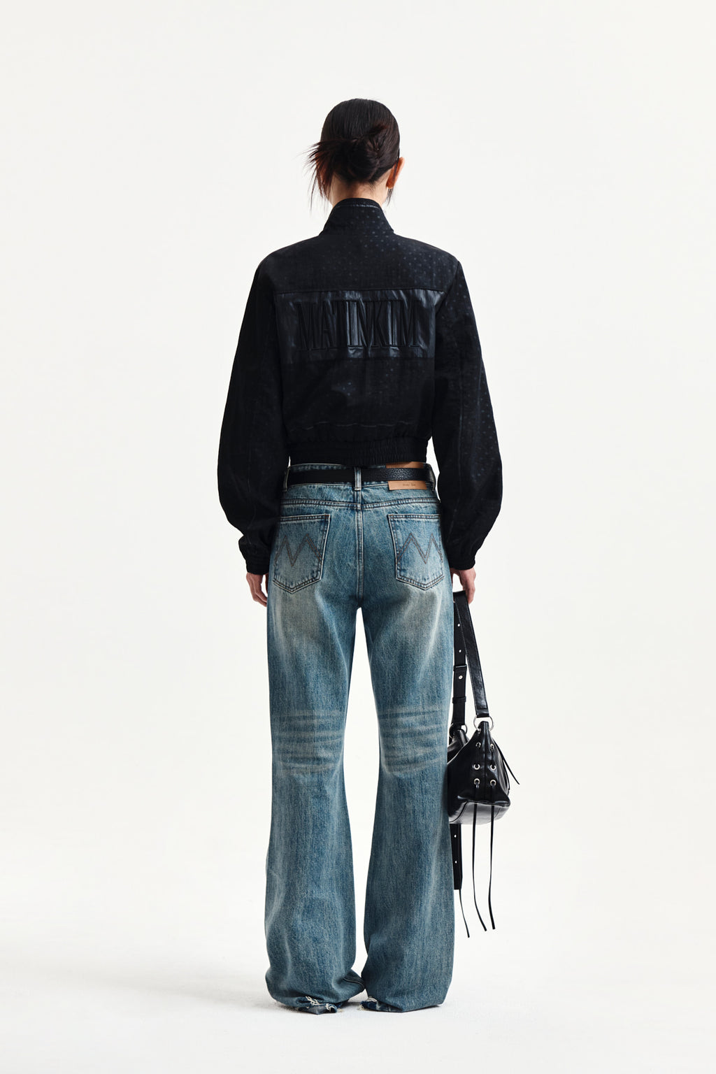 Matin Kim - Cropped Embroidery Back Logo Jumper (Strong Black) product image 8 | TRAB K-Fashion Australia