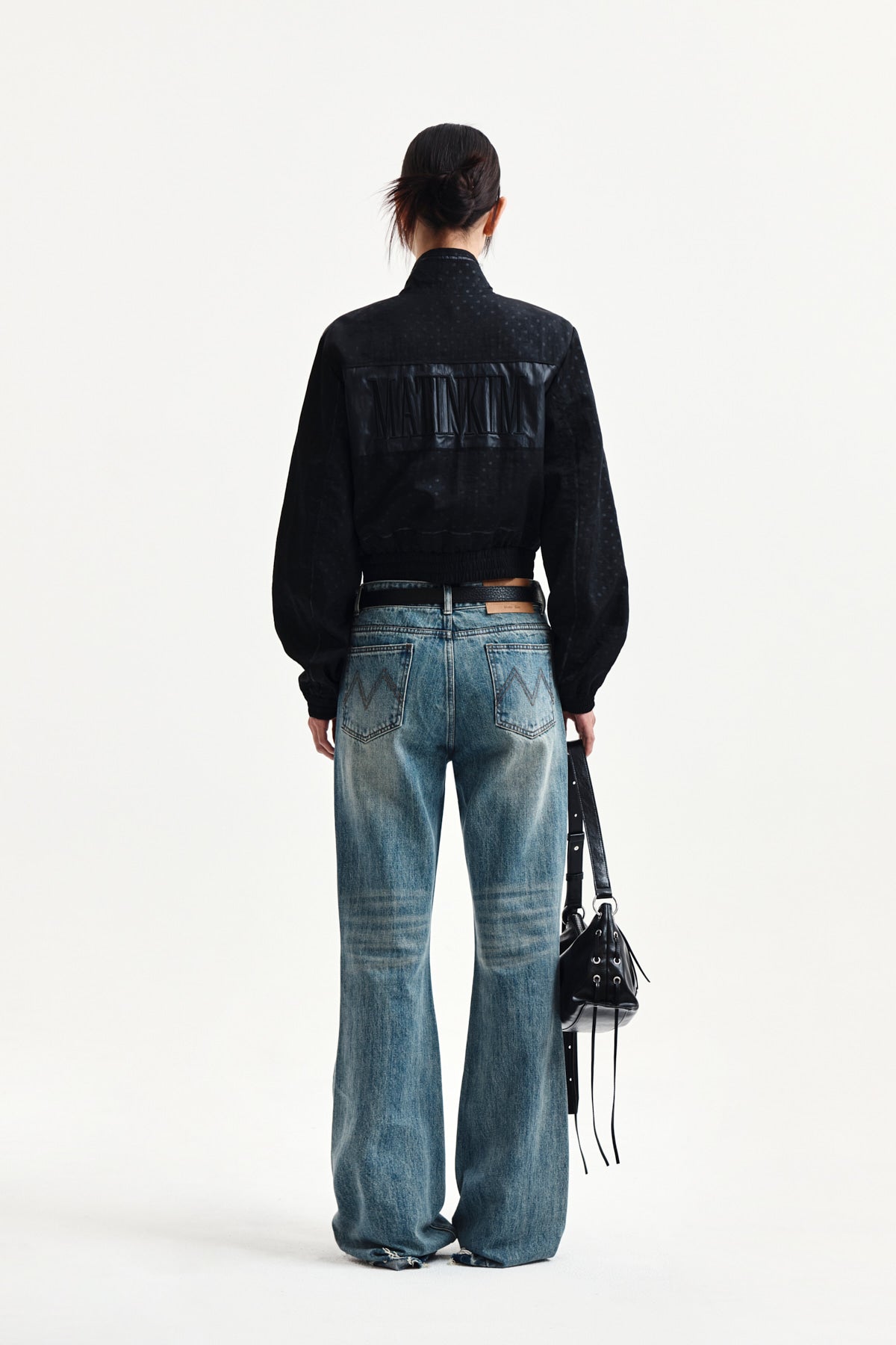 Matin Kim - Cropped Embroidery Back Logo Jumper (Strong Black) product image 8 | TRAB K-Fashion Australia