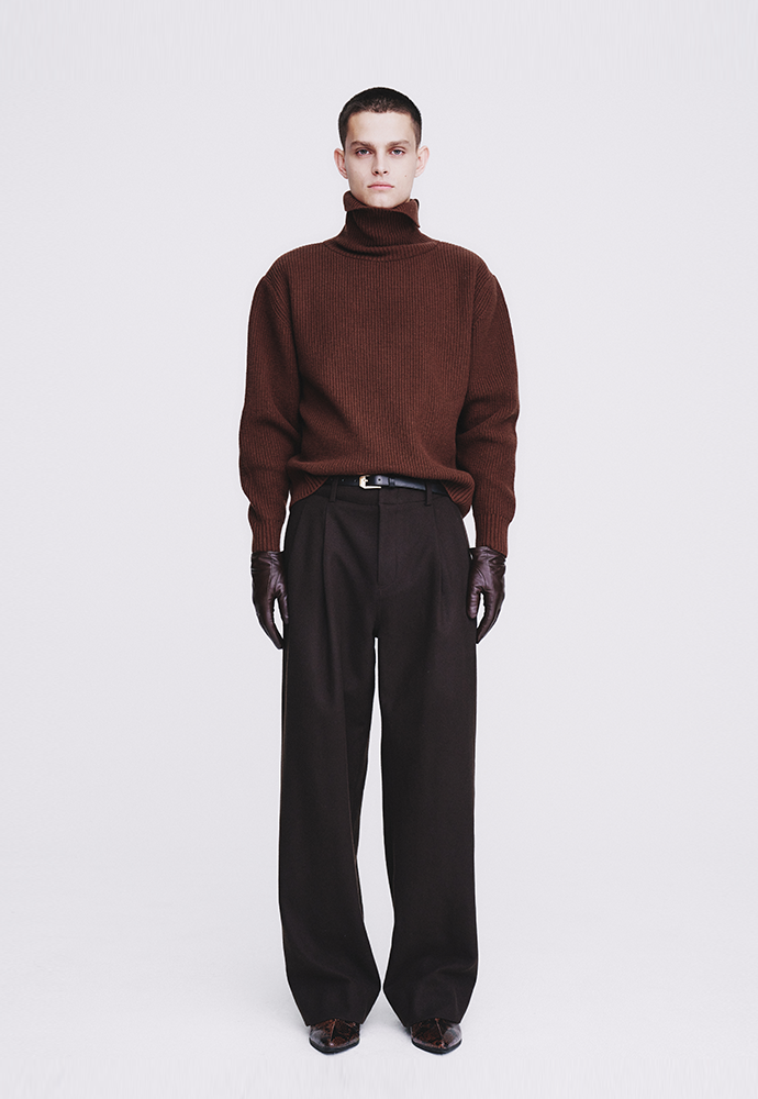 Tonywack - Hard Twist Wool Slit Turtleneck Knit (Brown) product image 1 | TRAB K-Fashion Australia