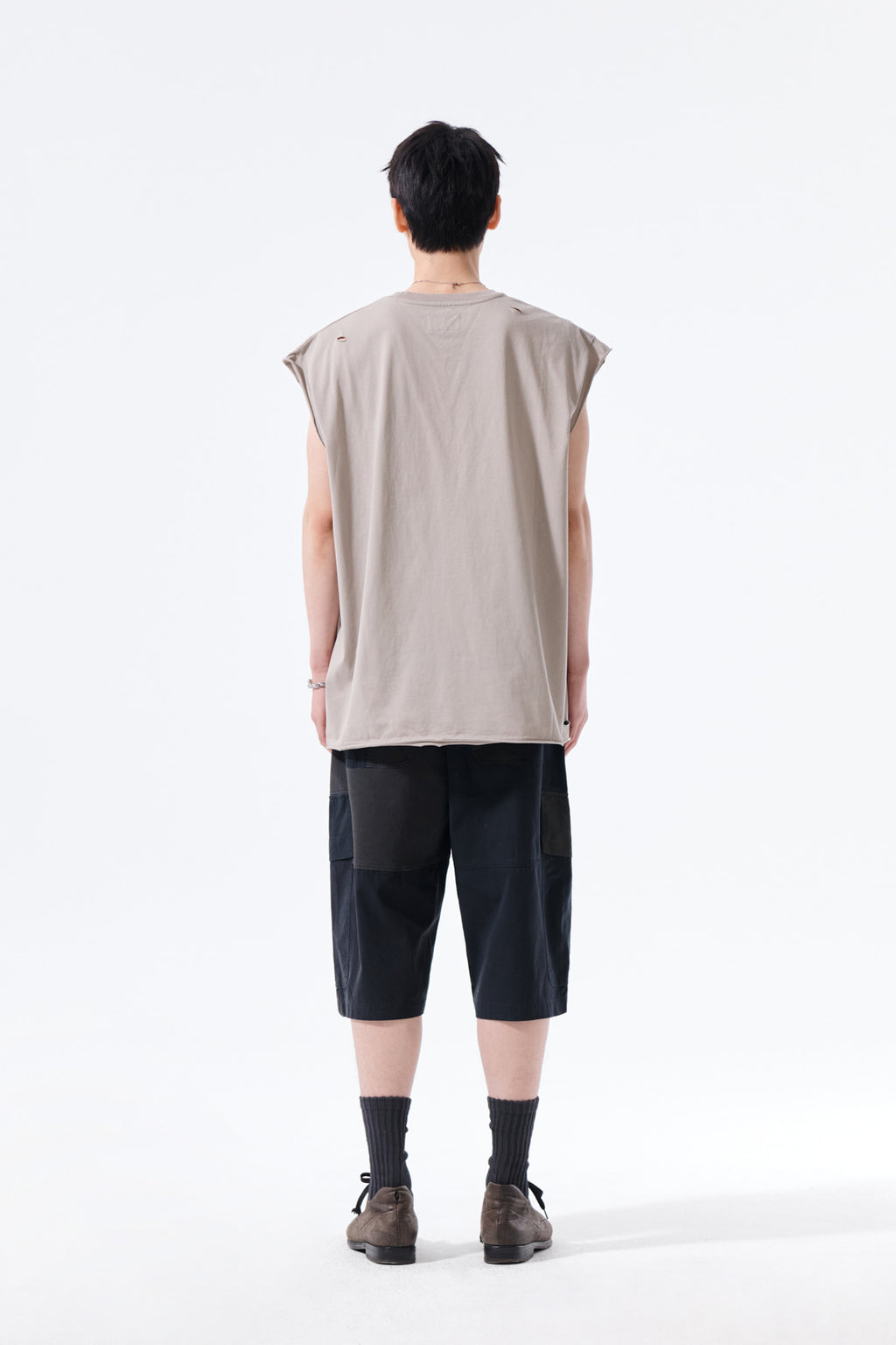 Matin Kim - Raw Edge Cut Out Sleeveless Top (Beige) product image 7 | TRAB K-Fashion Australia